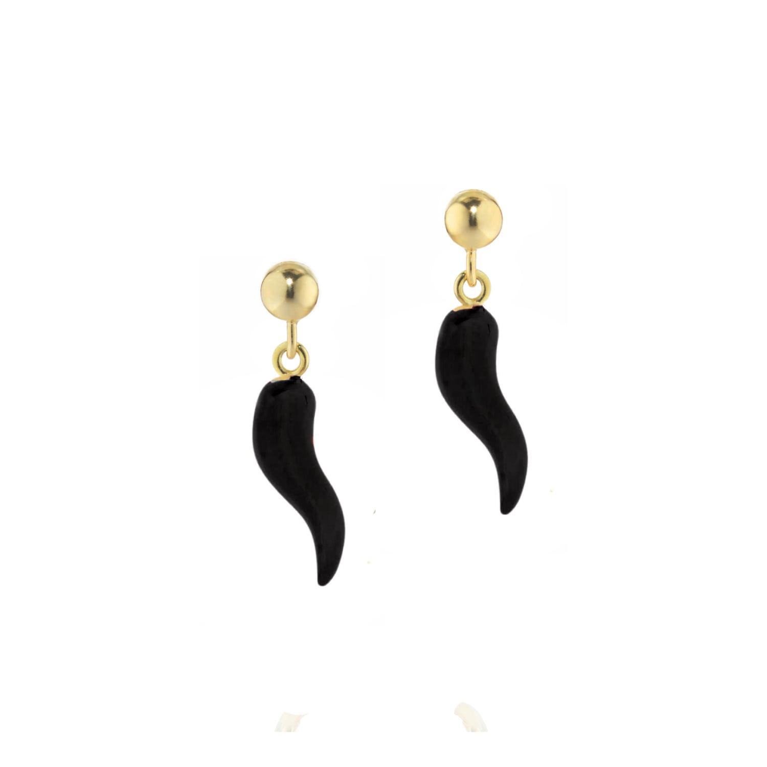 Silver Earrings With Gold-Plated Black Horn Pendant
