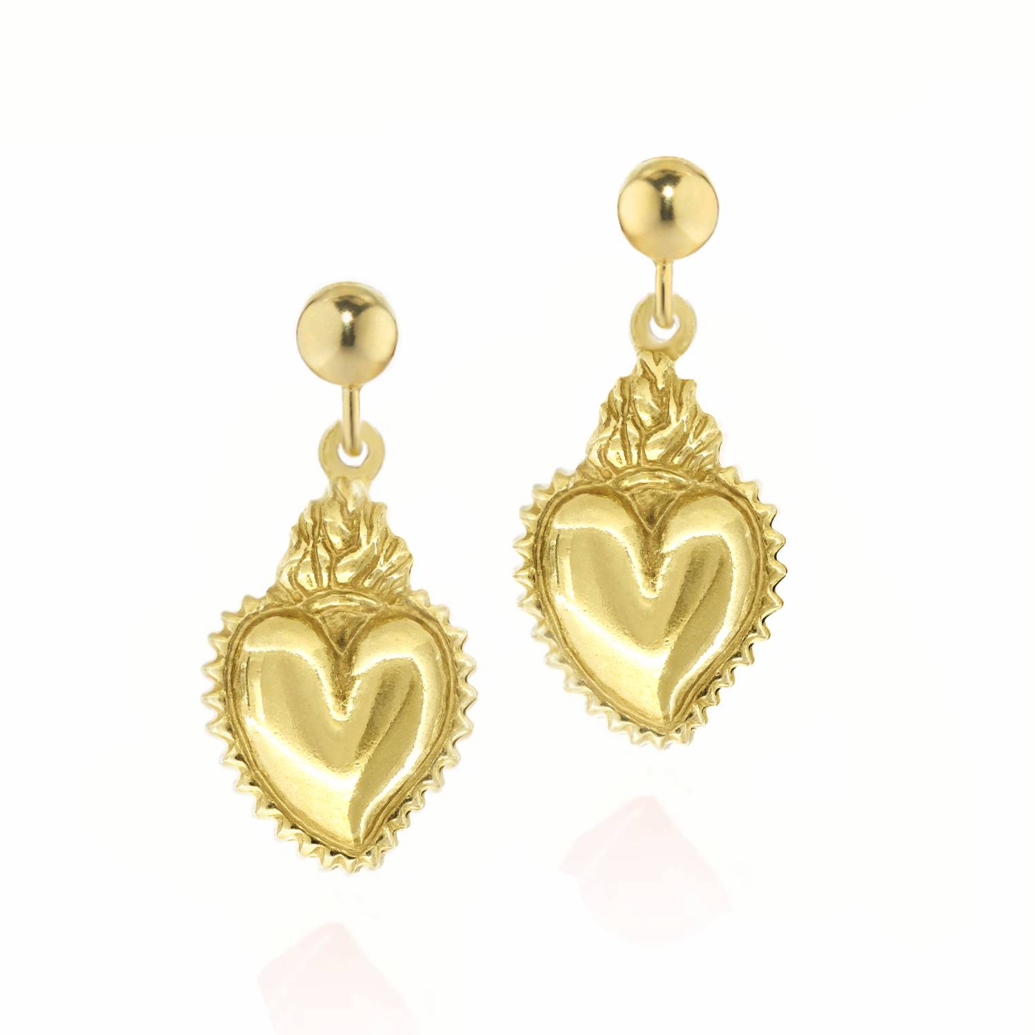 Silver Earrings With Gold-Plated Heart Pendant