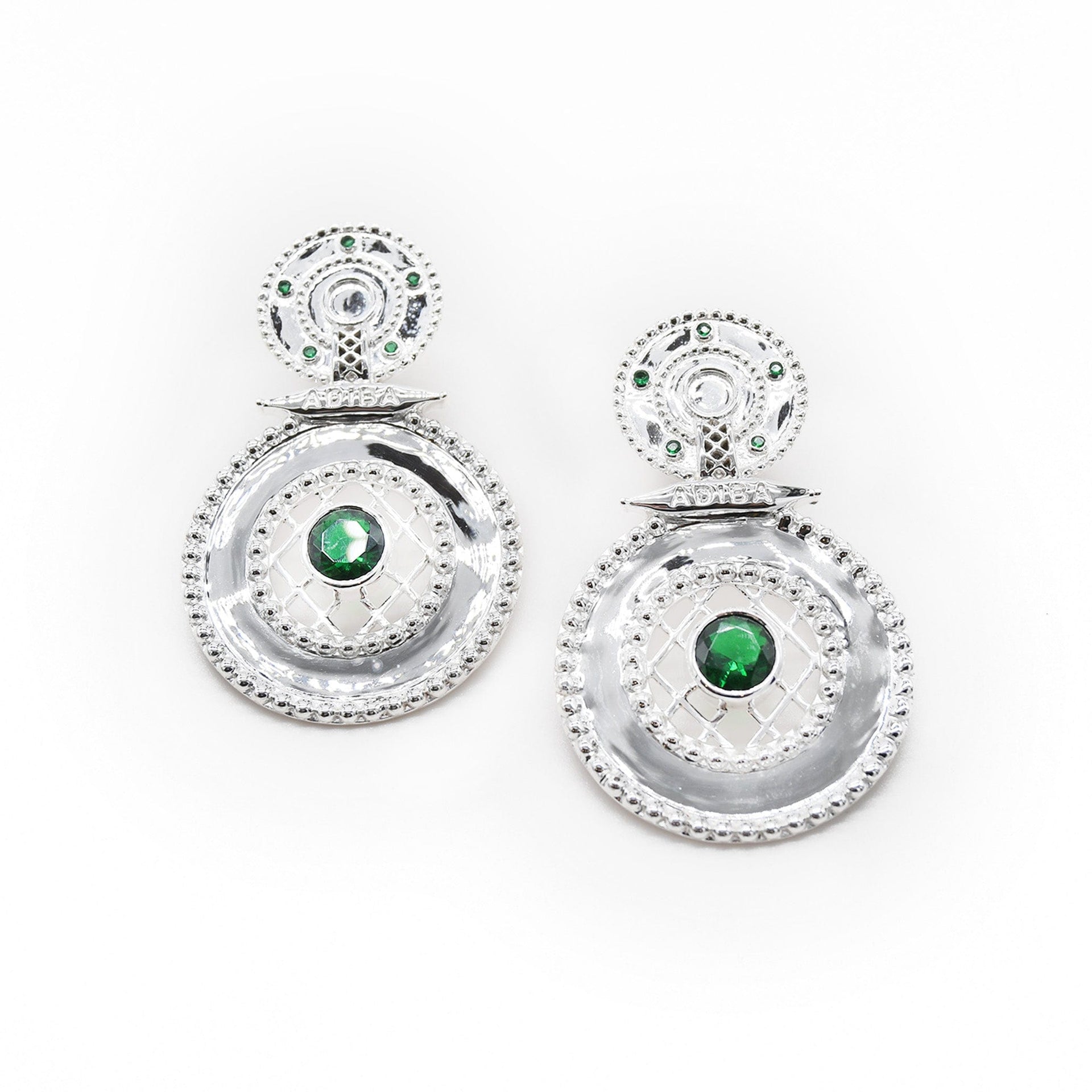 Silver Emerald Green Adiba Earrings