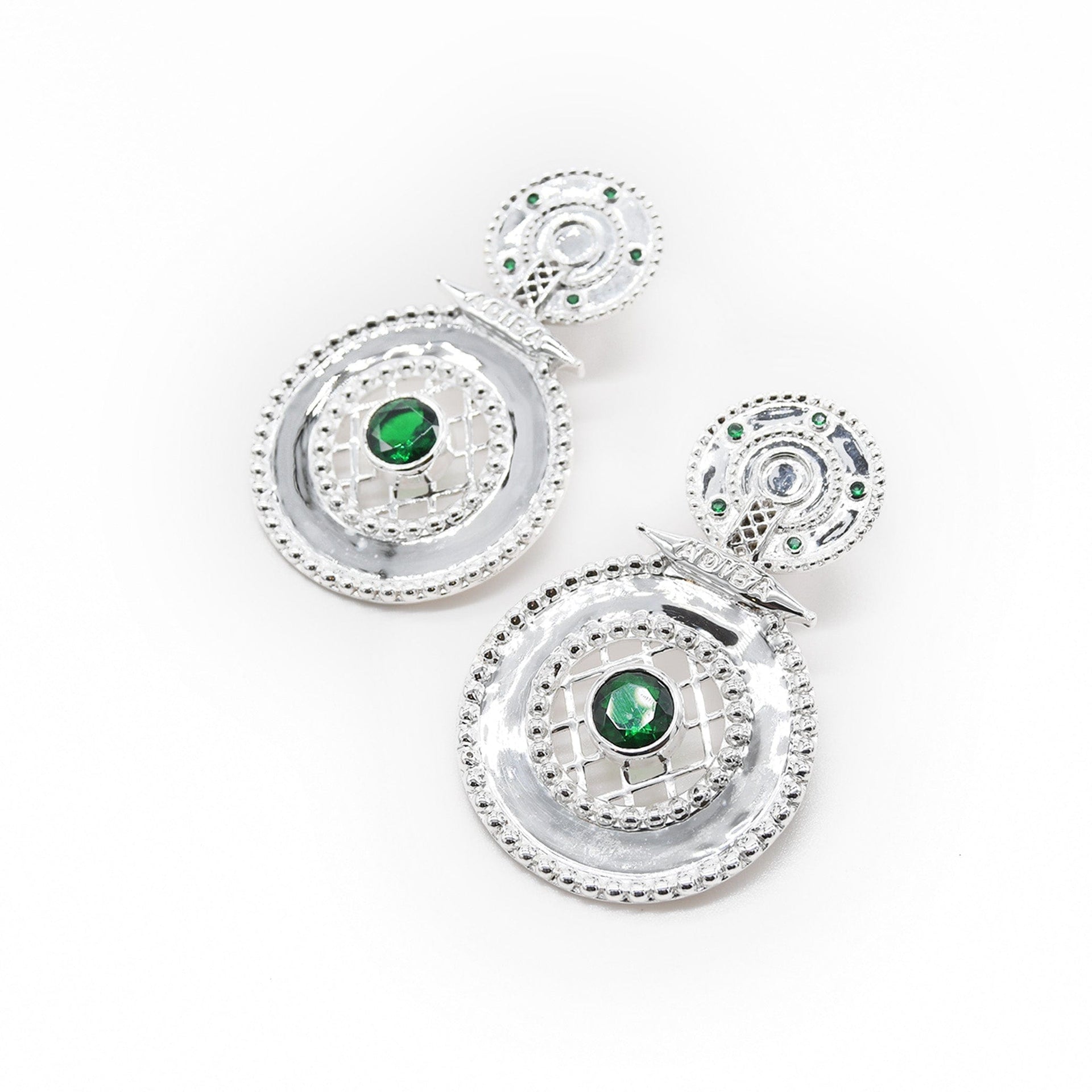 Silver Emerald Green Adiba Earrings