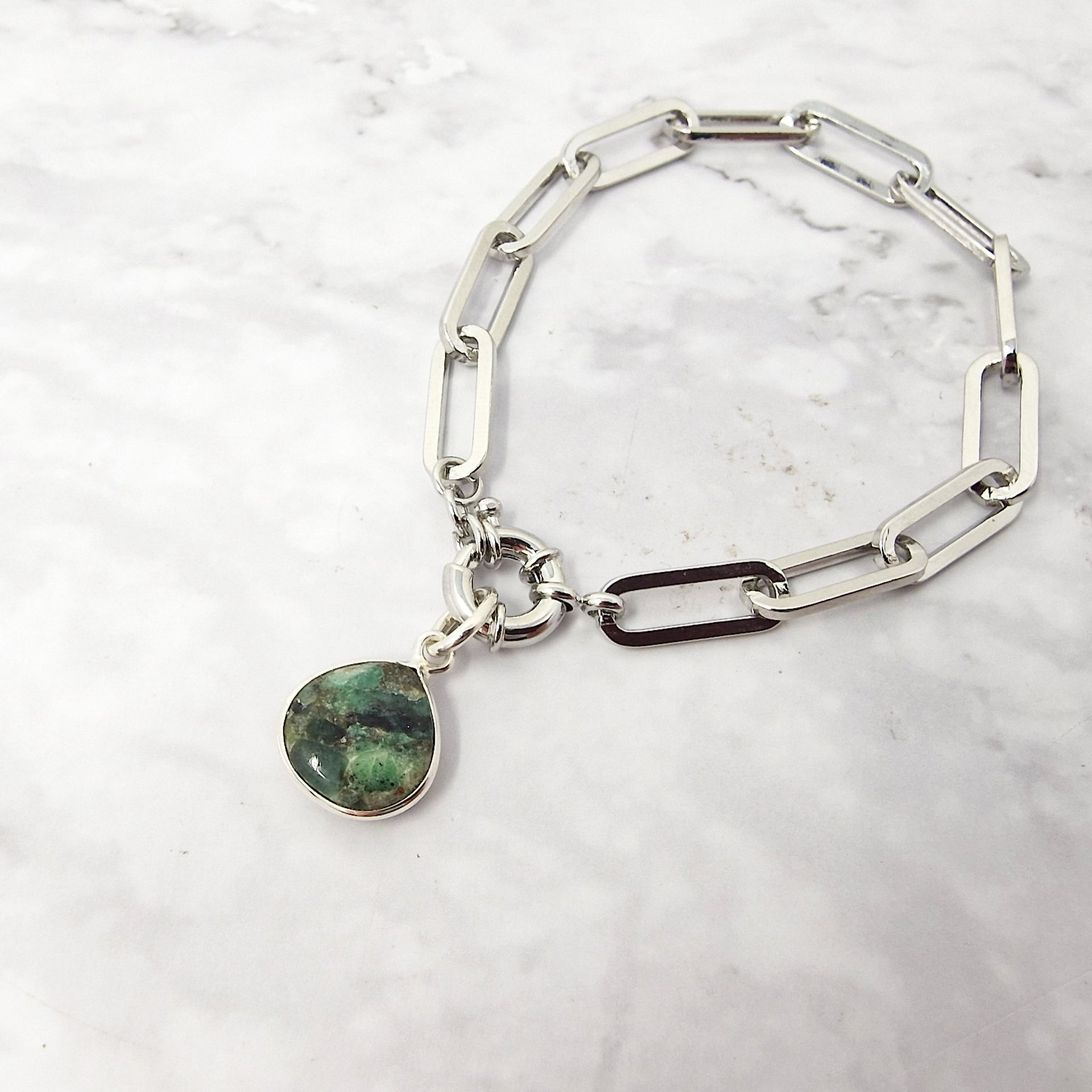 Silver Emerald May Birthstone Crystal Bracelet