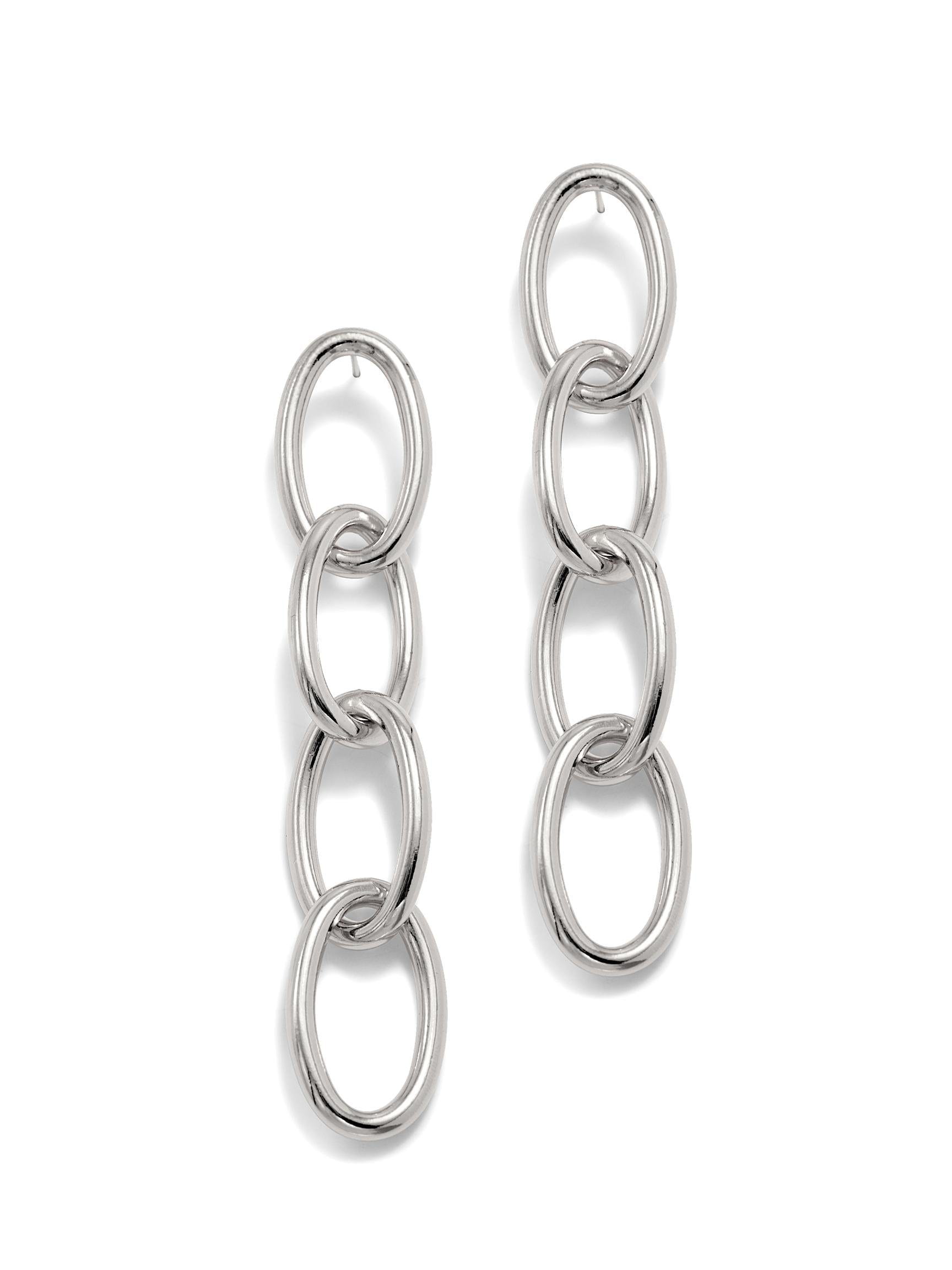 Silver Everly Drop Chain Post Earrings