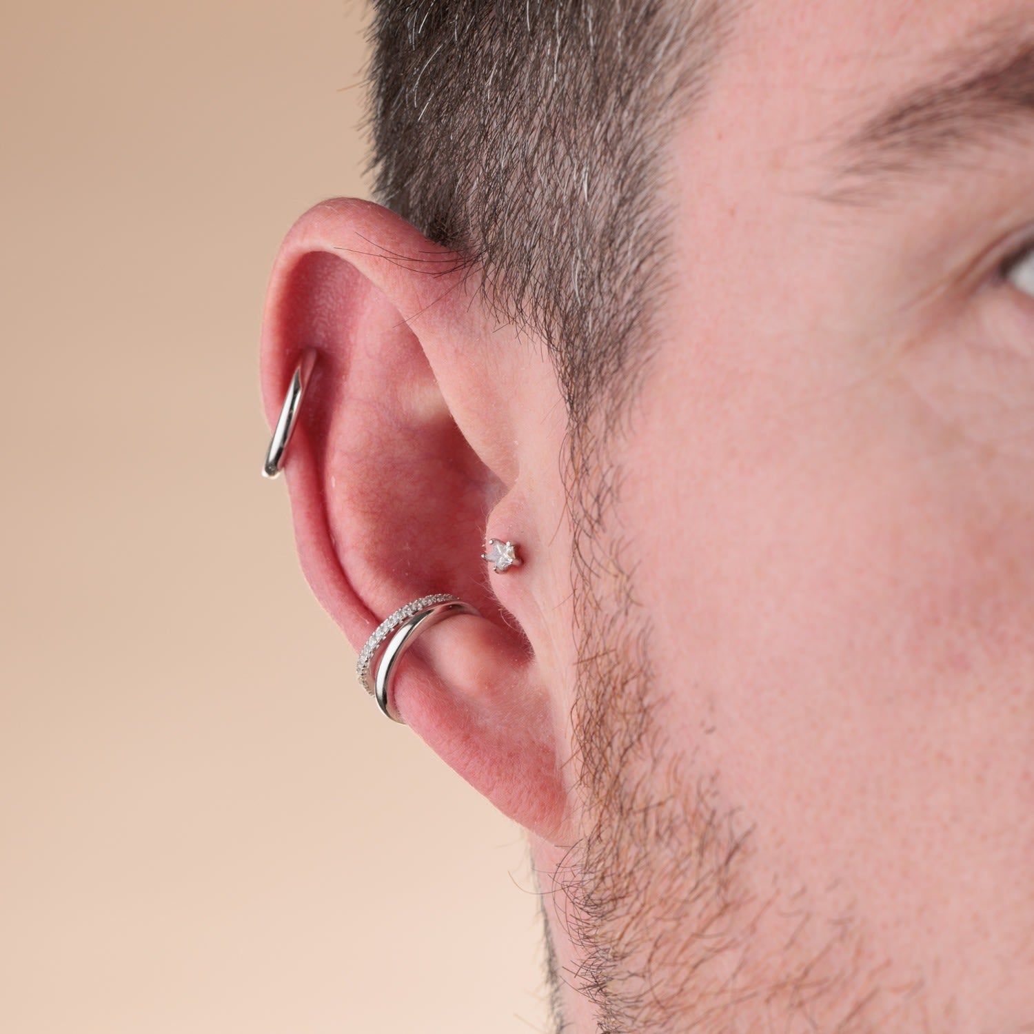 Silver Everyday Earring Stacking Set With Ear Cuffs