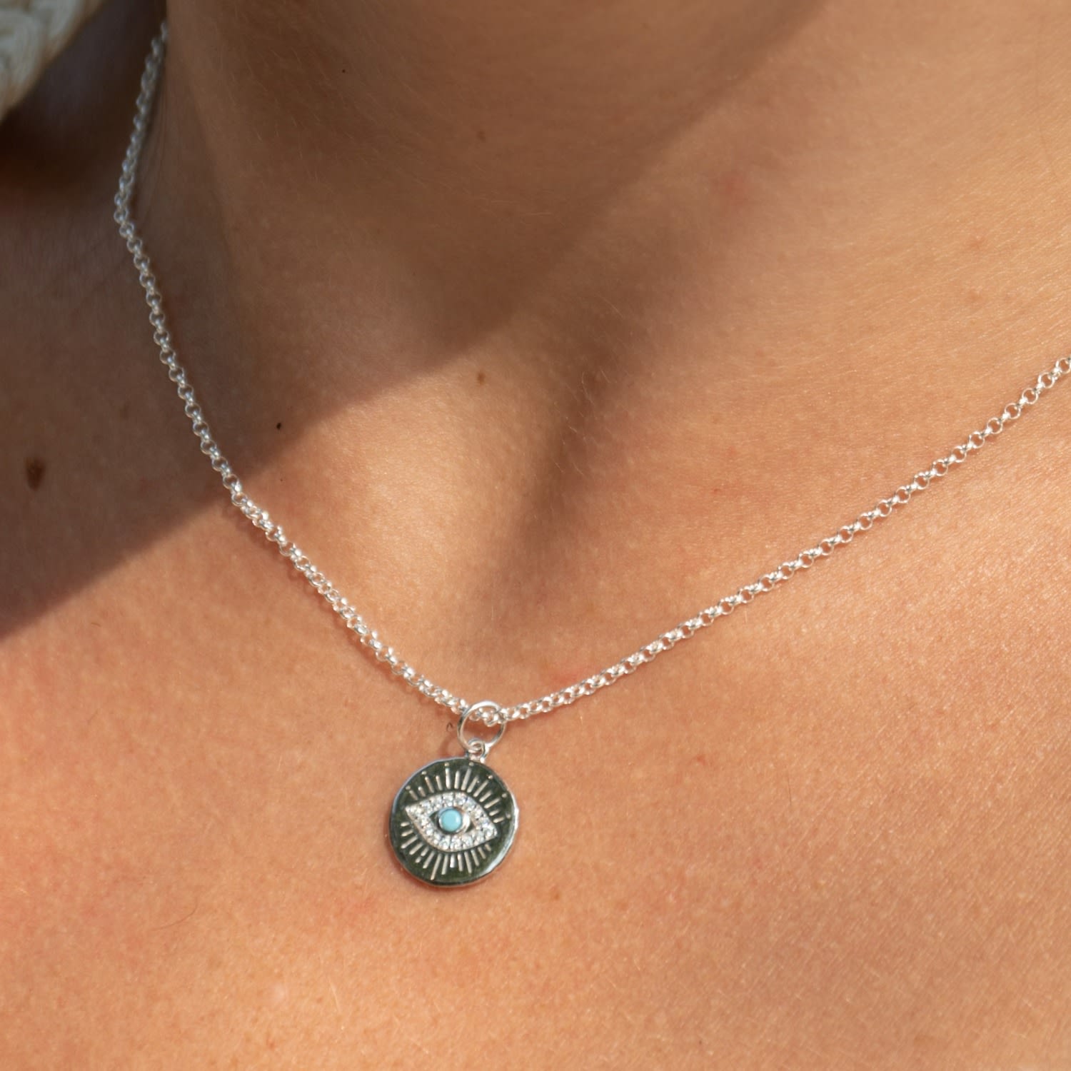 Silver Evil Eye Pendant Necklace