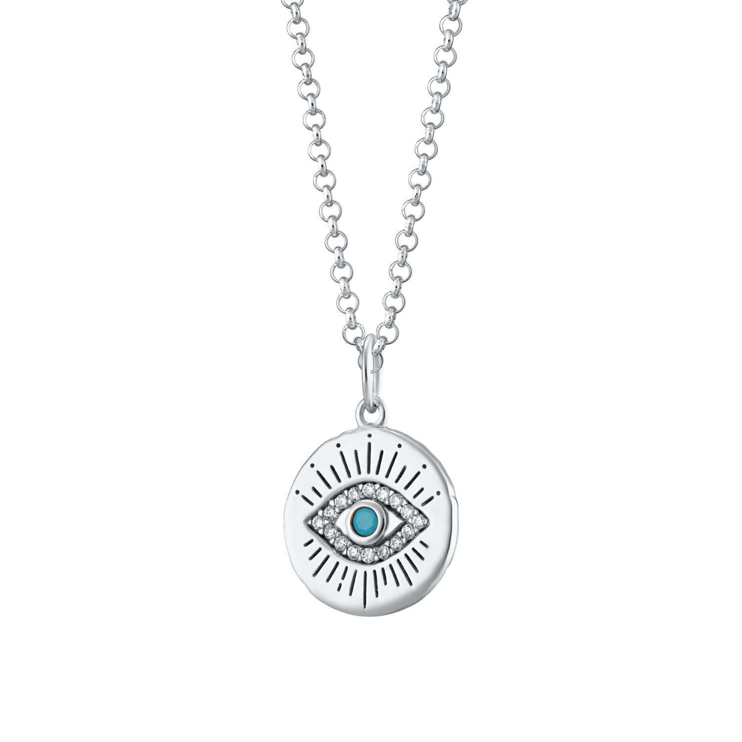 Silver Evil Eye Pendant Necklace
