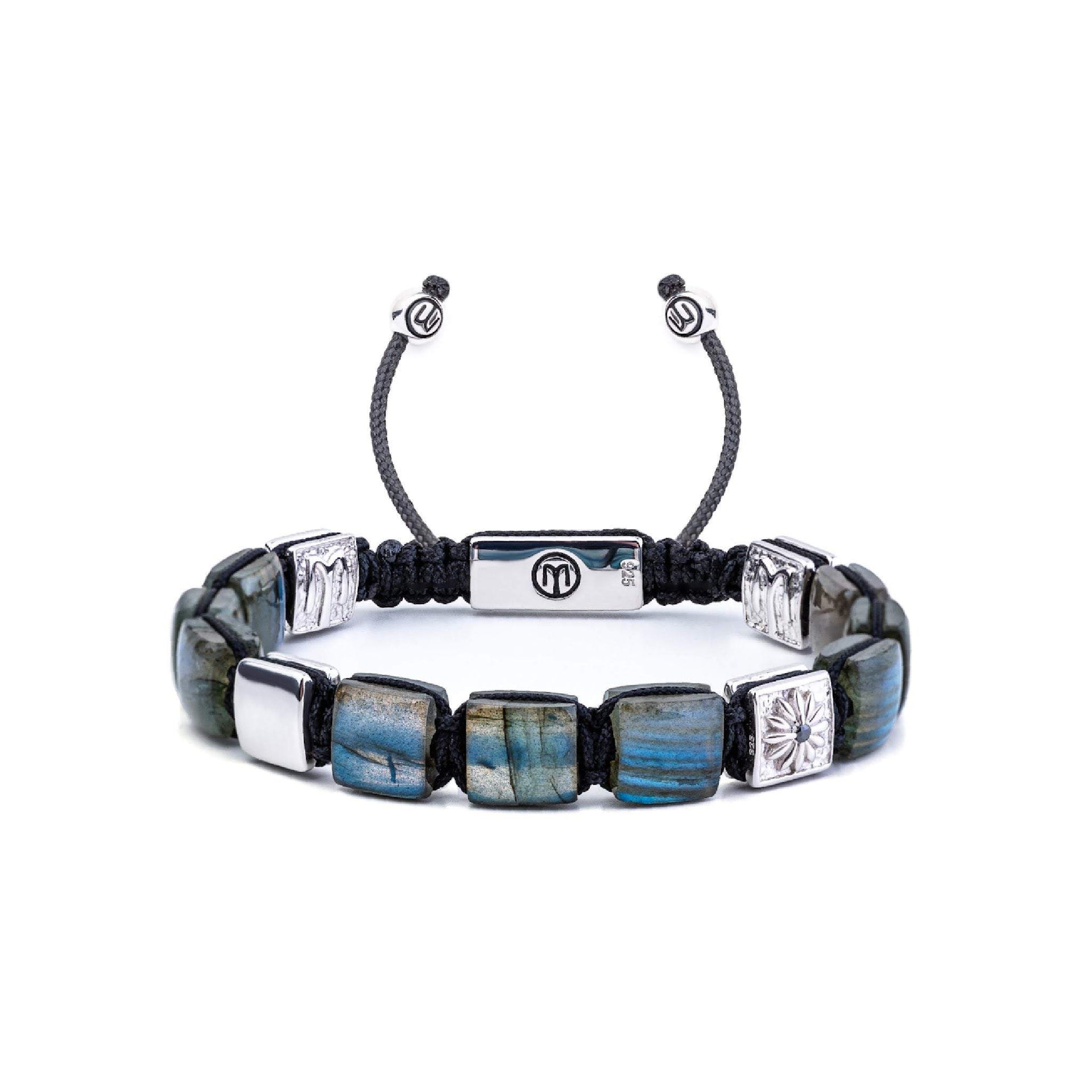 Silver Flat-Bead Bracelet With Labradorite - Aurora Borealis