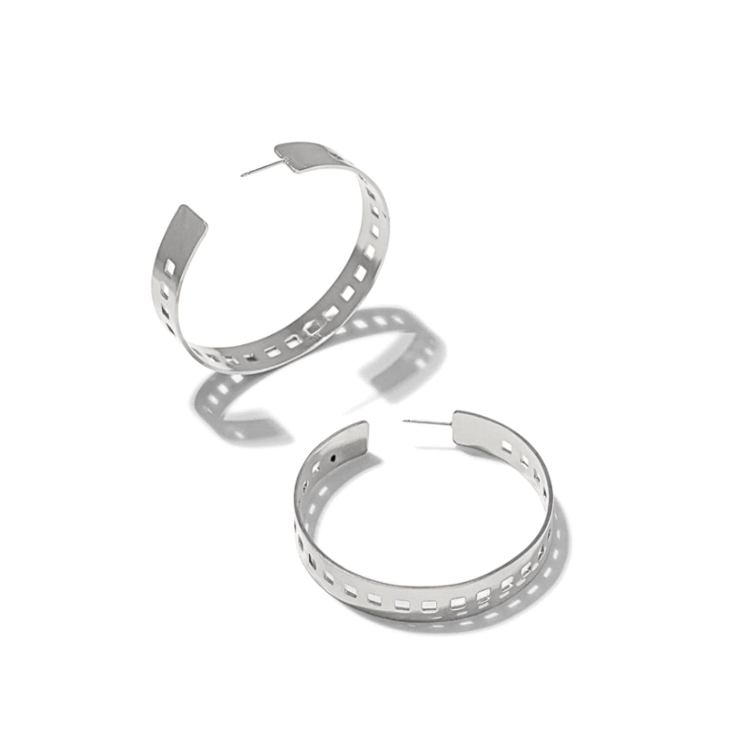 Silver Girls On Film Hoop Post Earrings