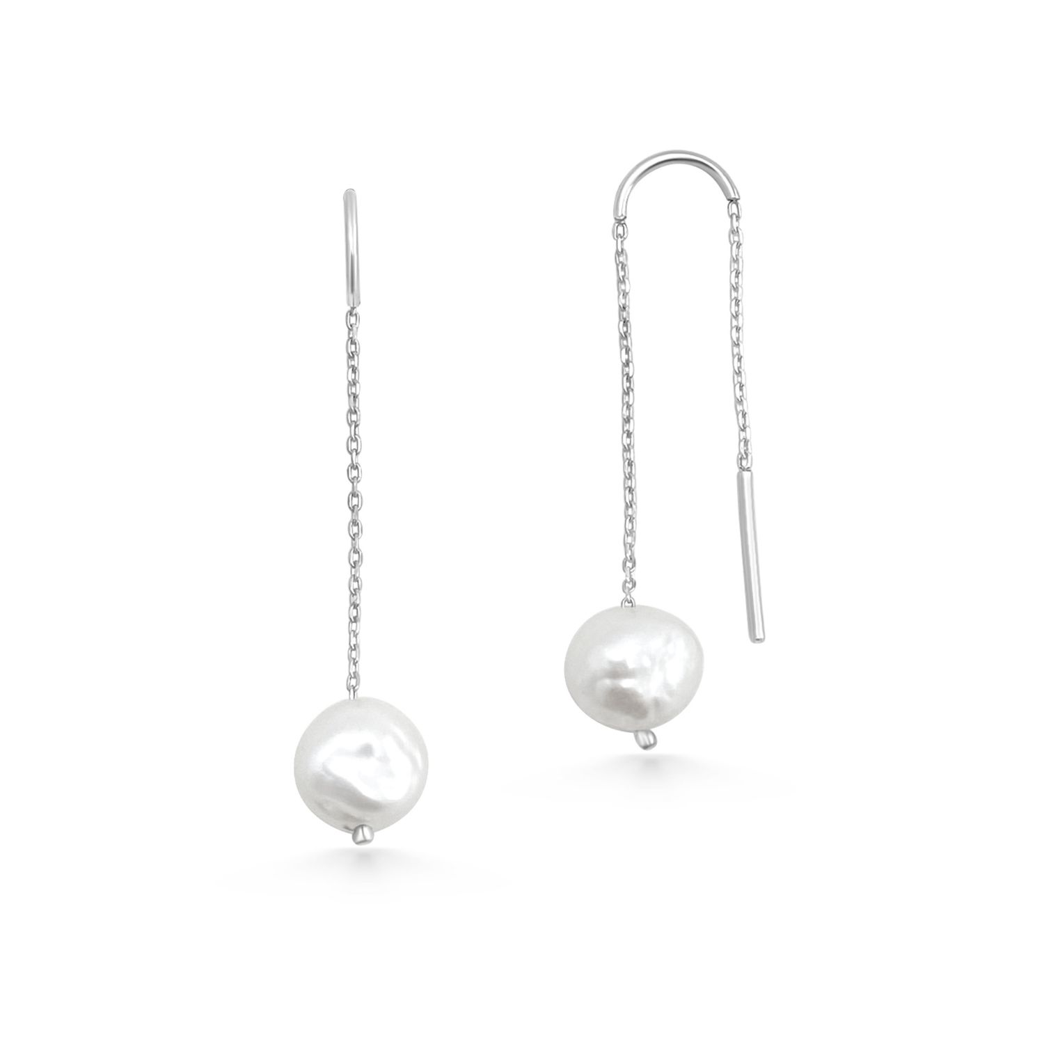Silver Hanging Pearl Earrings