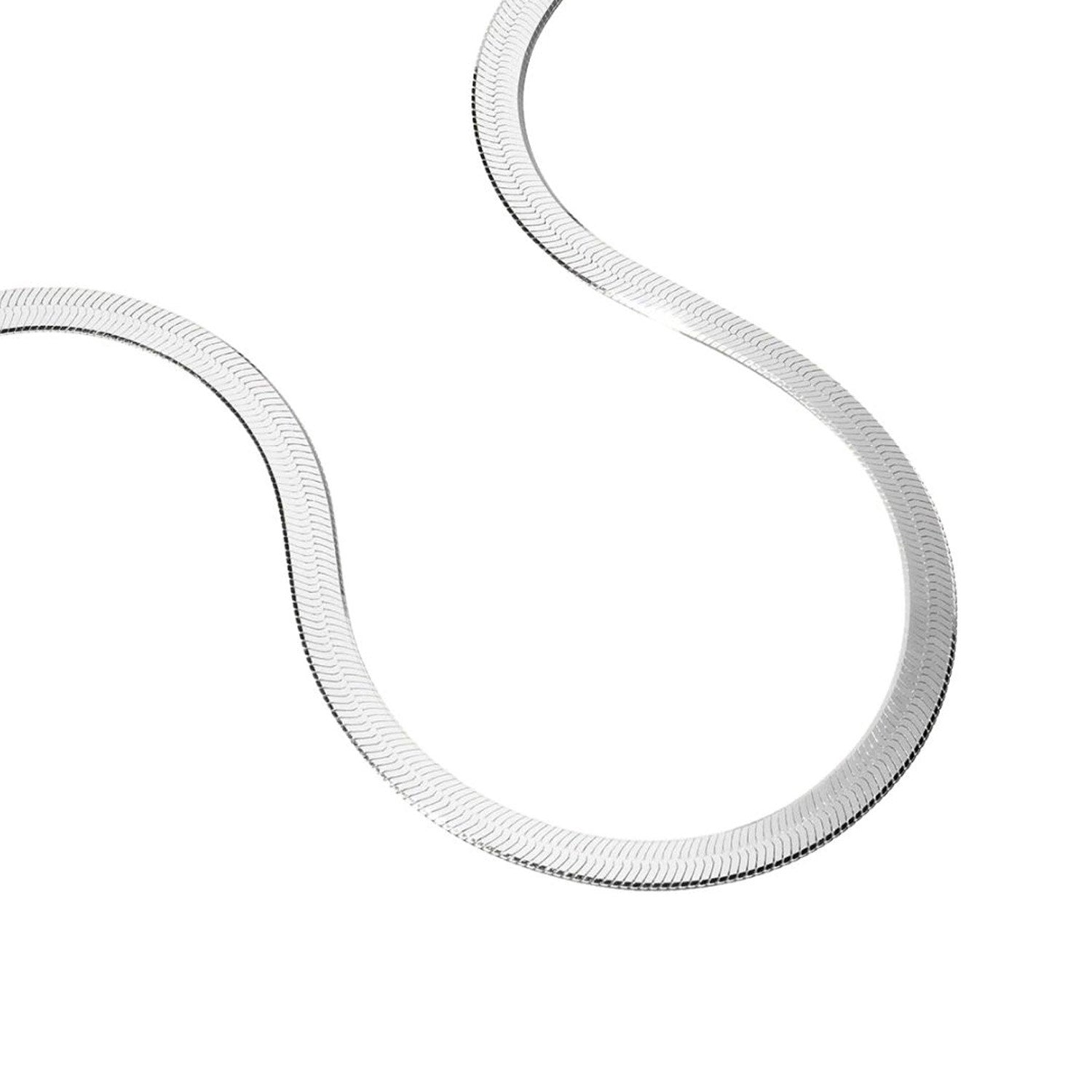 Silver Herringbone Snake Chain Five Millimeter Necklace