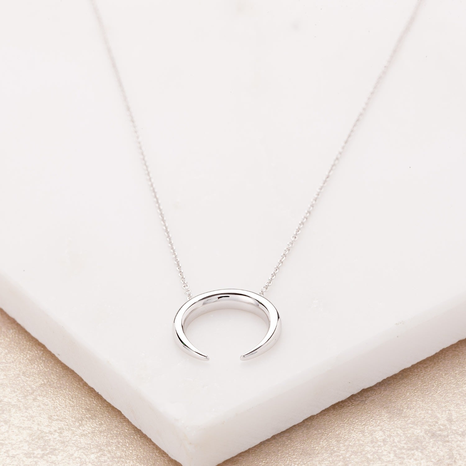 Silver Horn Necklace With Slider Clasp