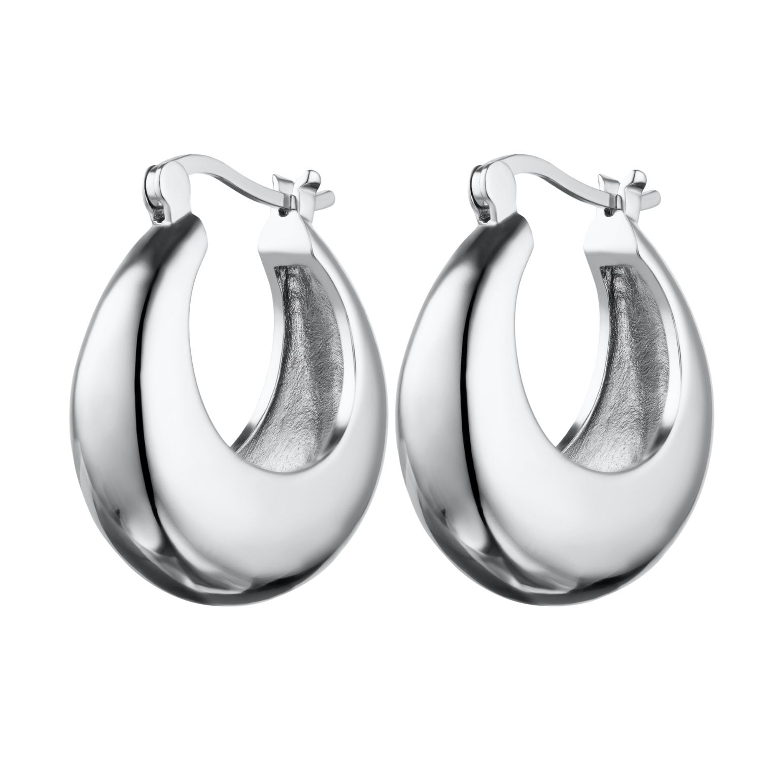 Silver Large Chunky Pillow Hoop Earrings