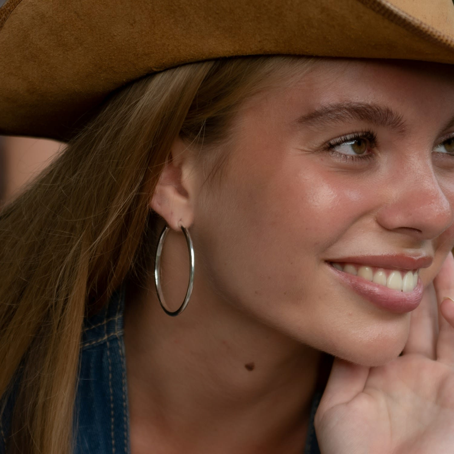 Silver Large Perfect Hoop Earrings