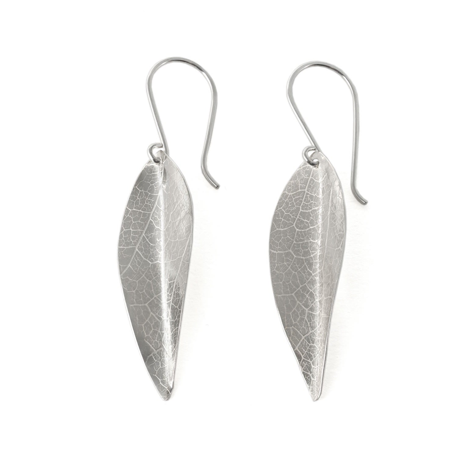 Silver Leaf Earrings In Large