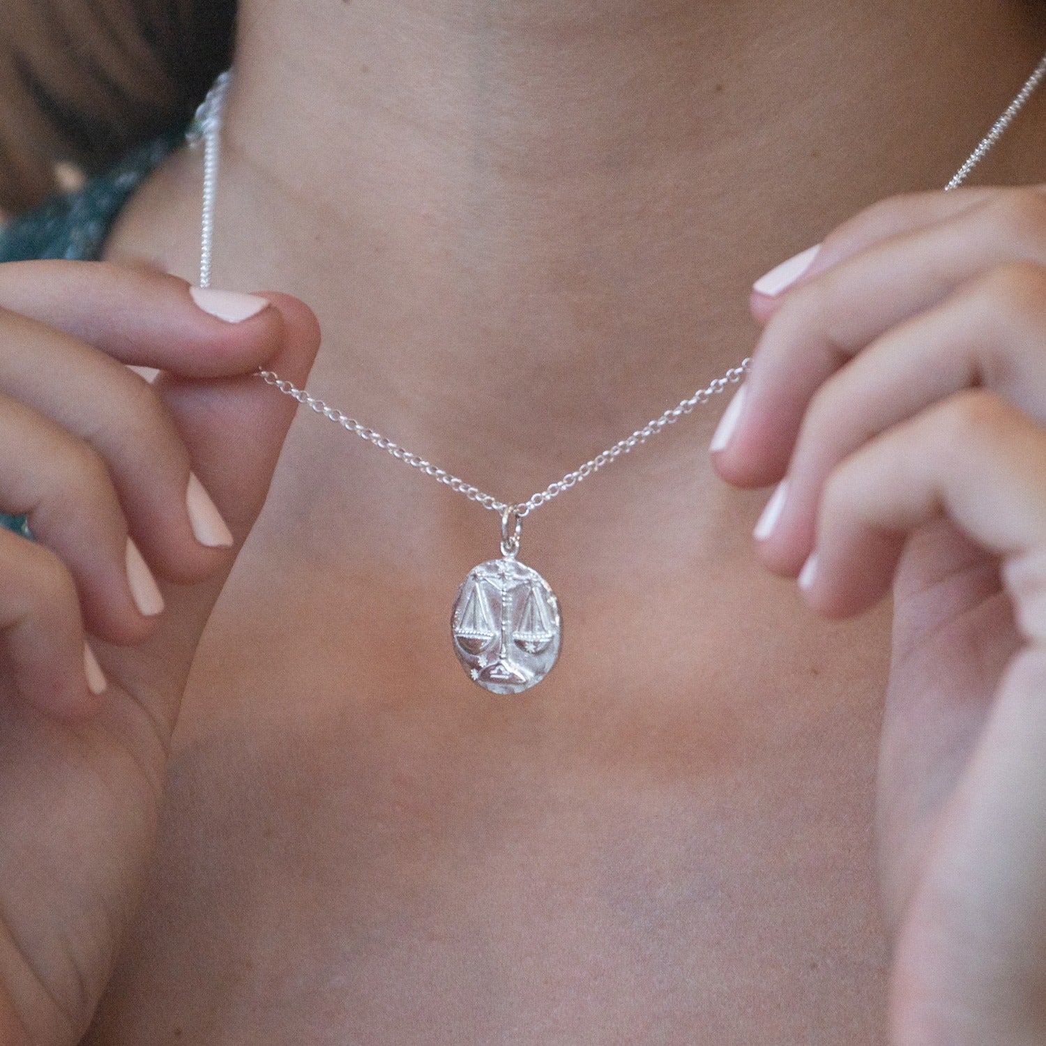Silver Libra Zodiac Charm Necklace