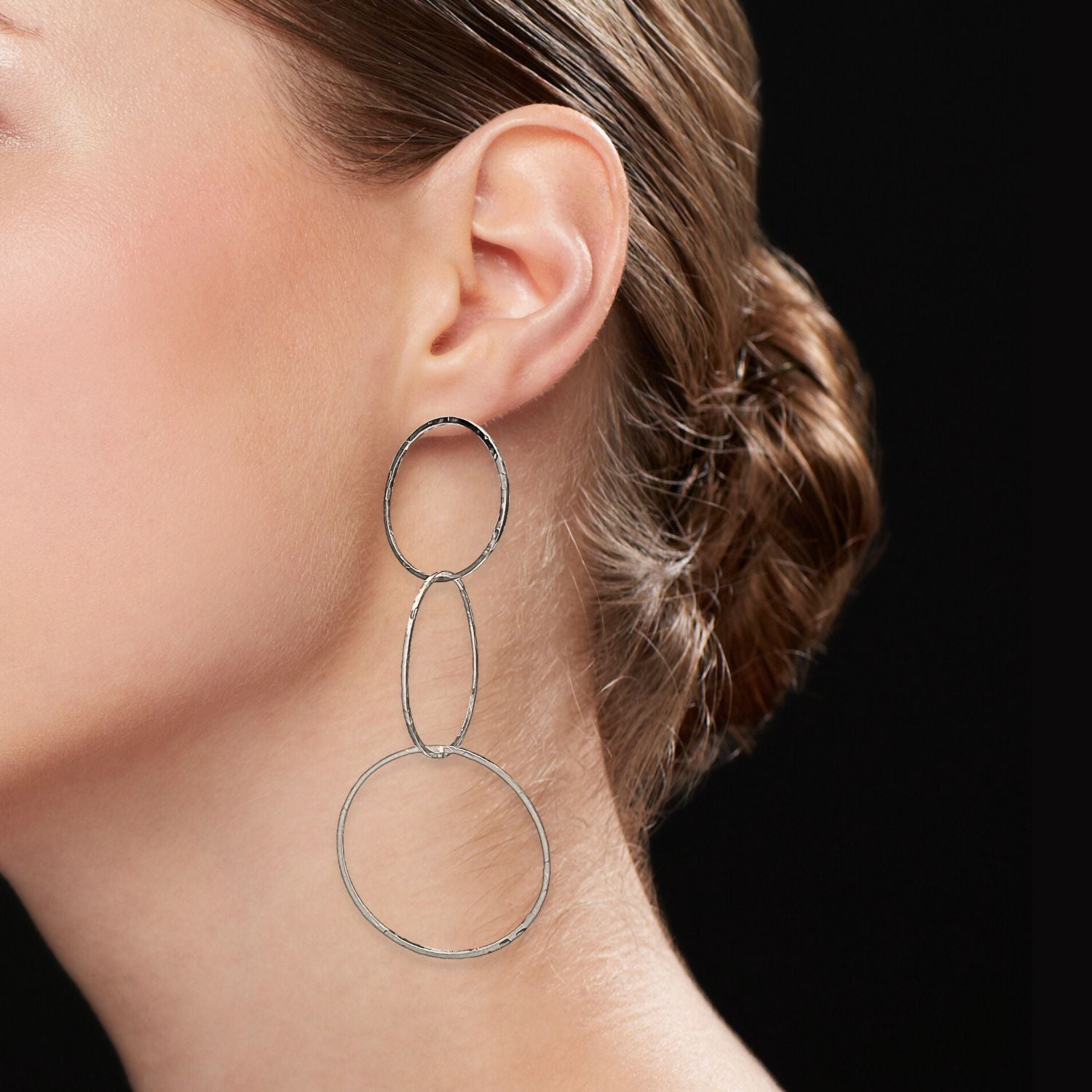Silver Lindy Links Post Earrings