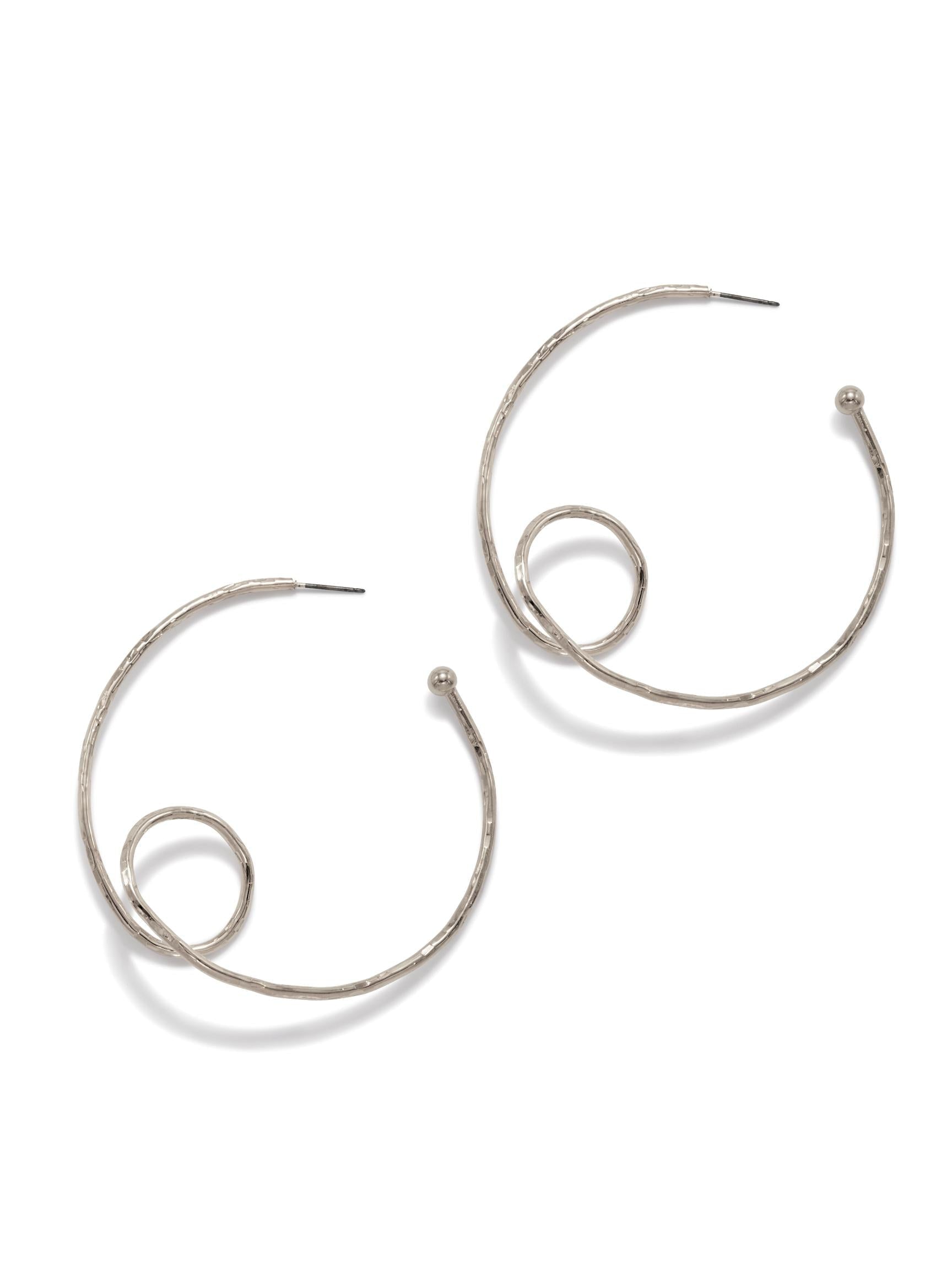 Silver Loop-De-Loop Hoop Post Earrings