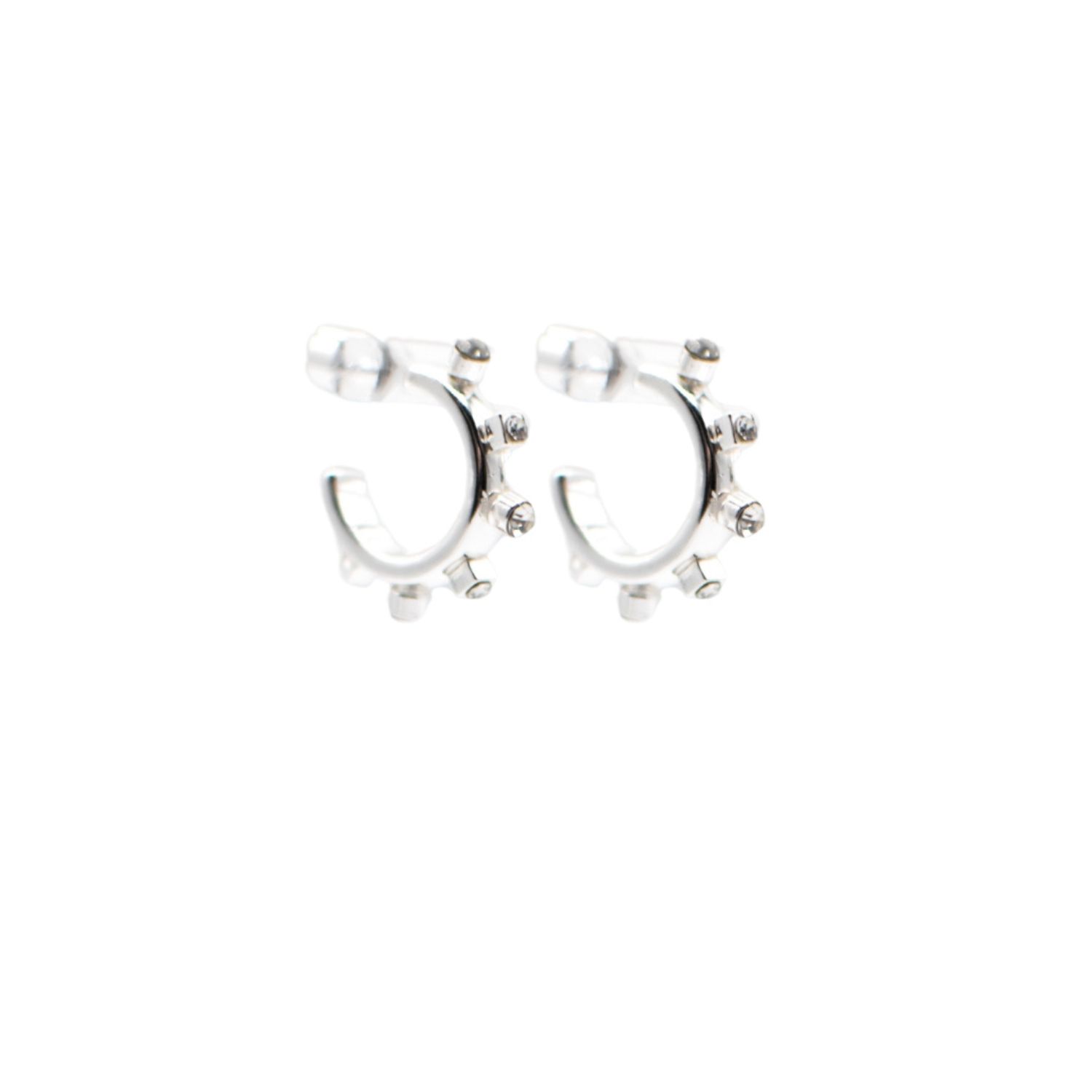Silver Metal Huggie Hoop