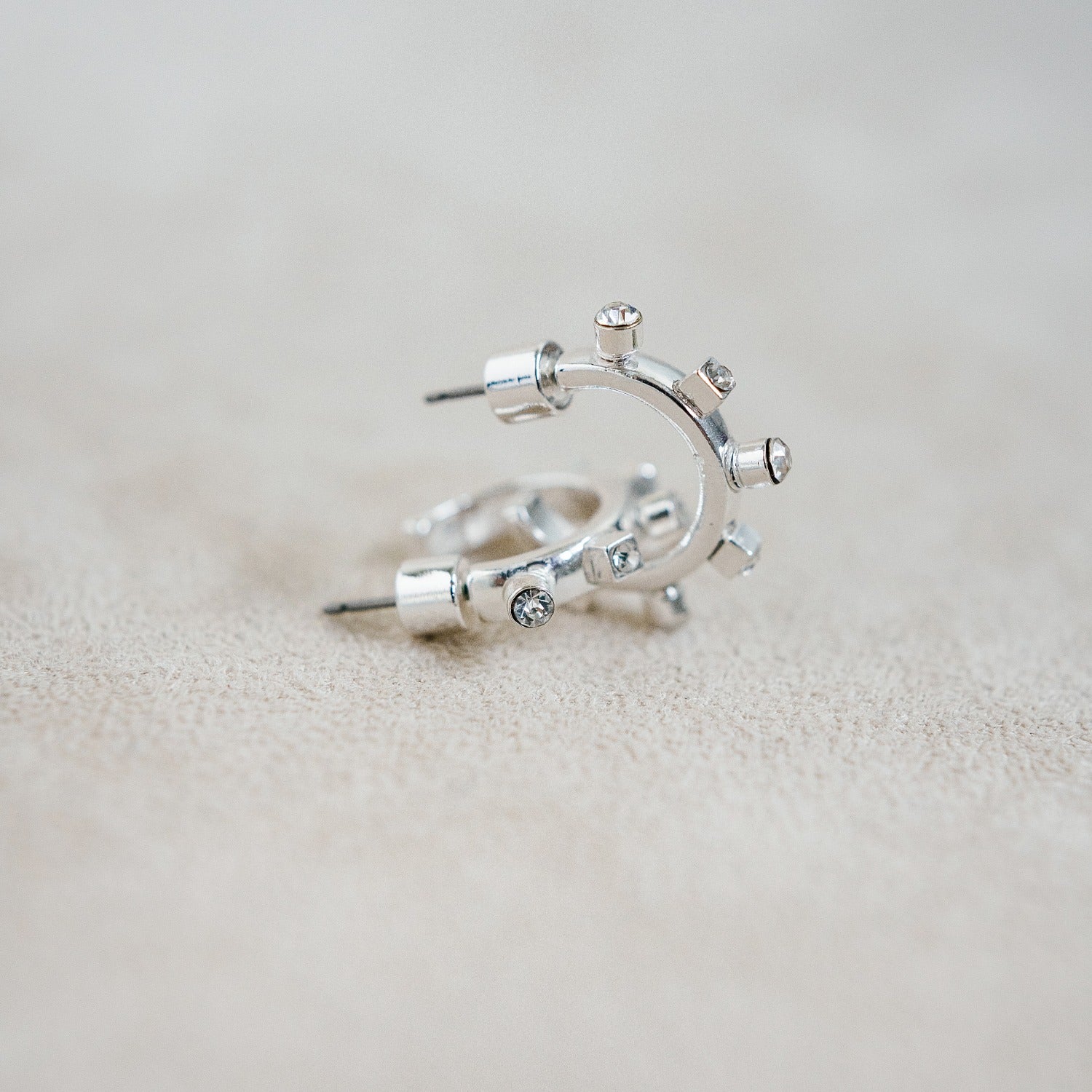 Silver Metal Huggie Hoop