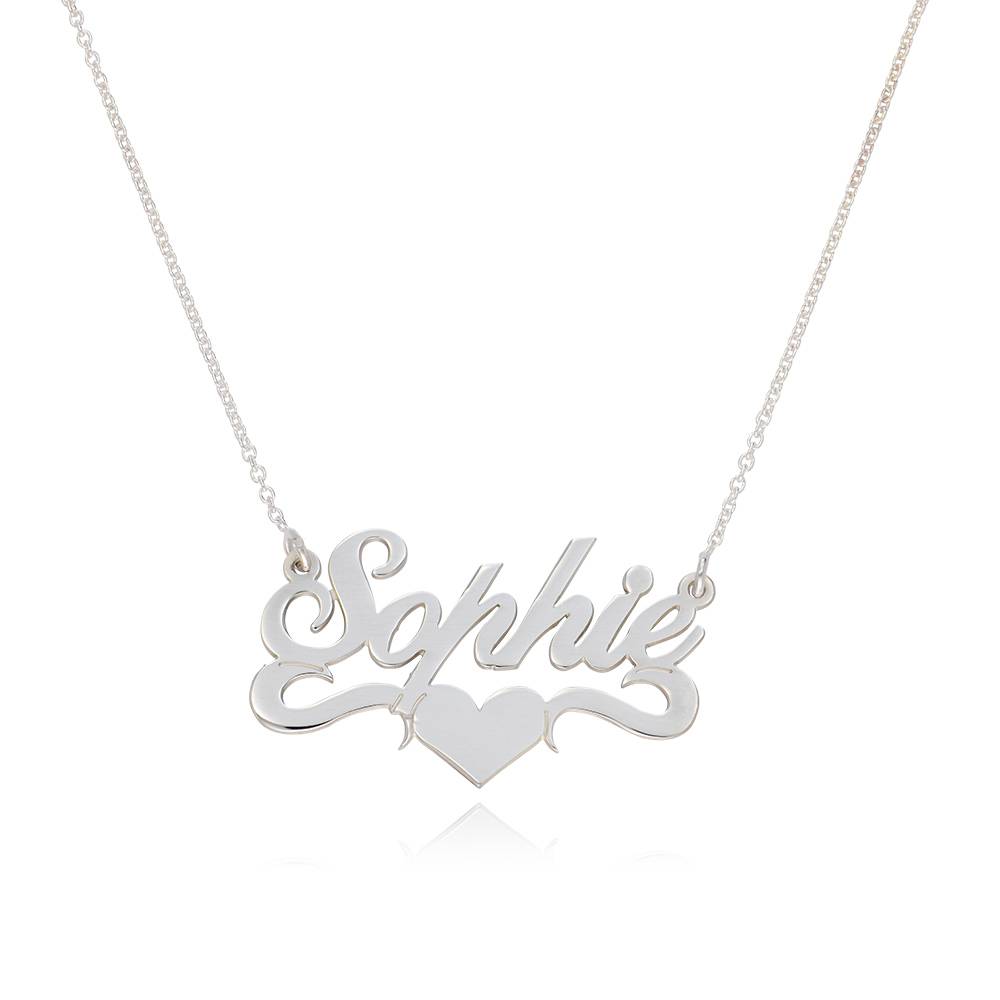 Silver Middle Heart Name Necklace