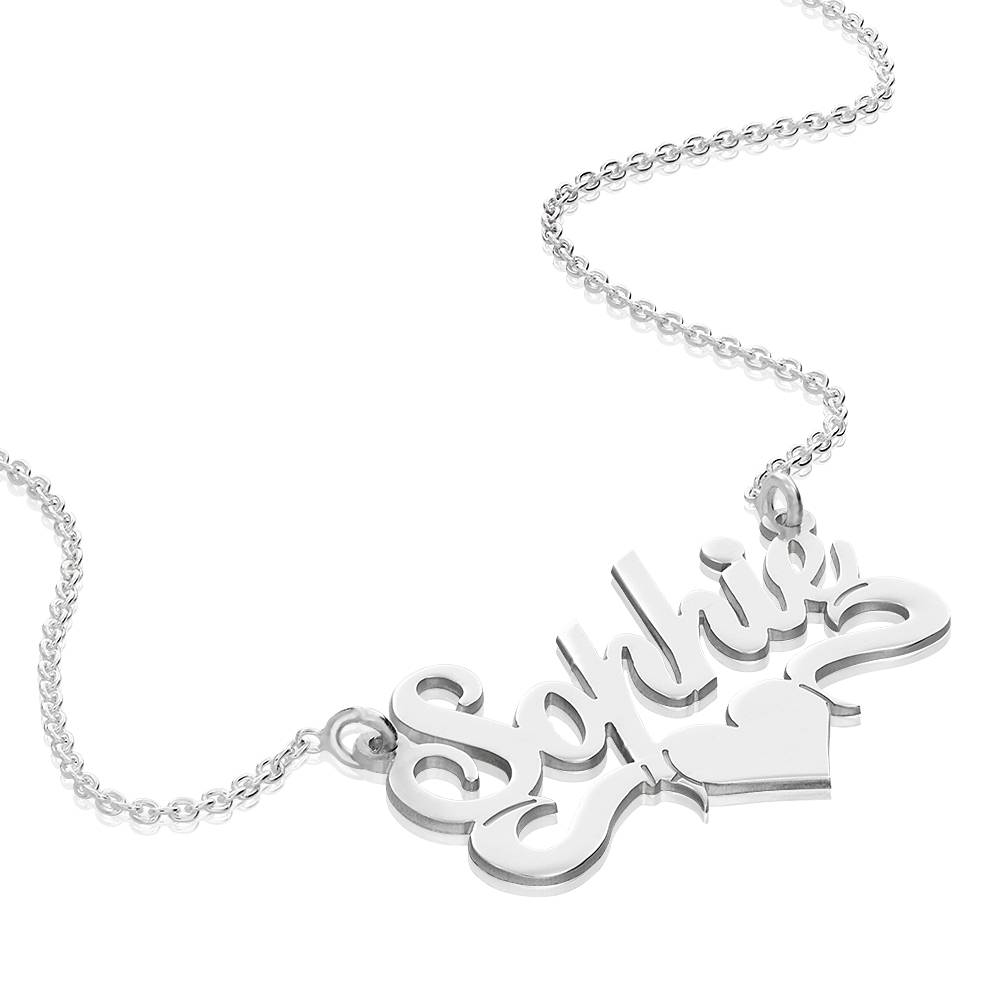 Silver Middle Heart Name Necklace