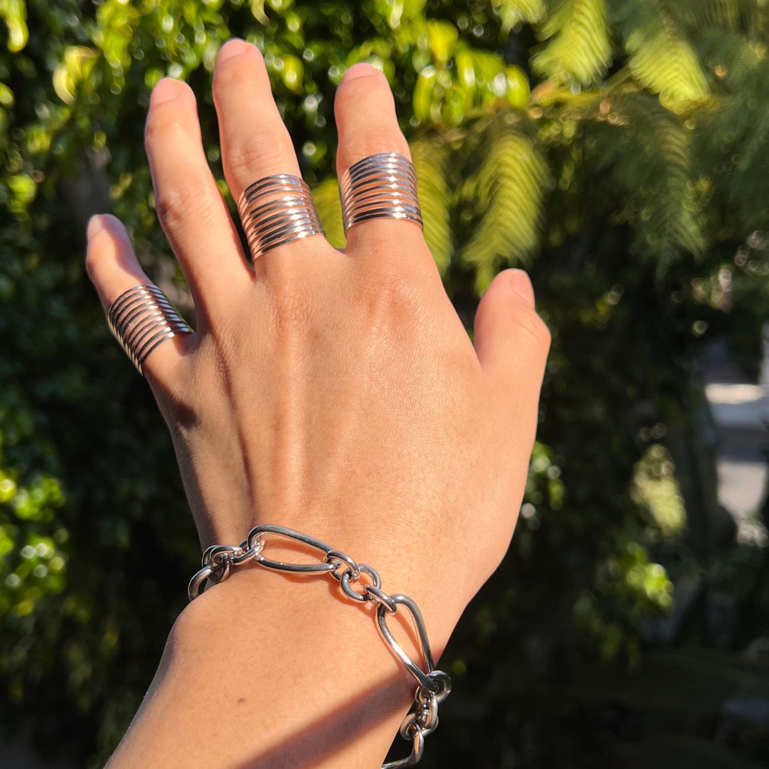 Silver Mirage Ten Stacked Ring