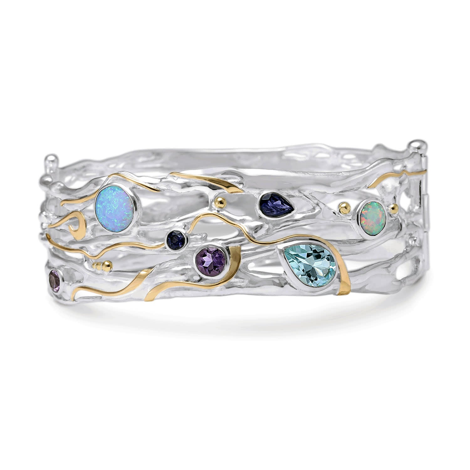 Silver Multi Gemstone Bangle