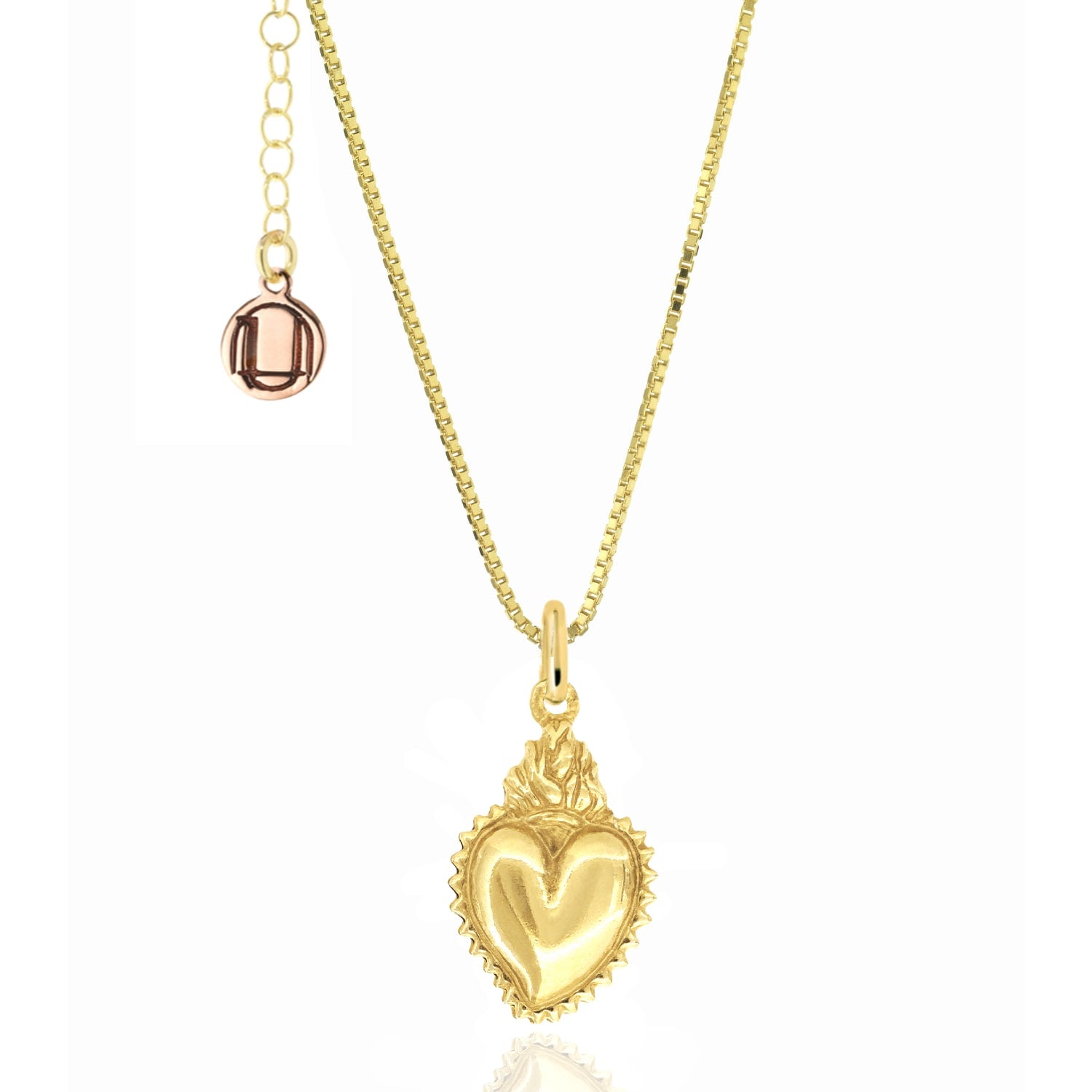 Silver Necklace With Gold-Plated Heart Pendant