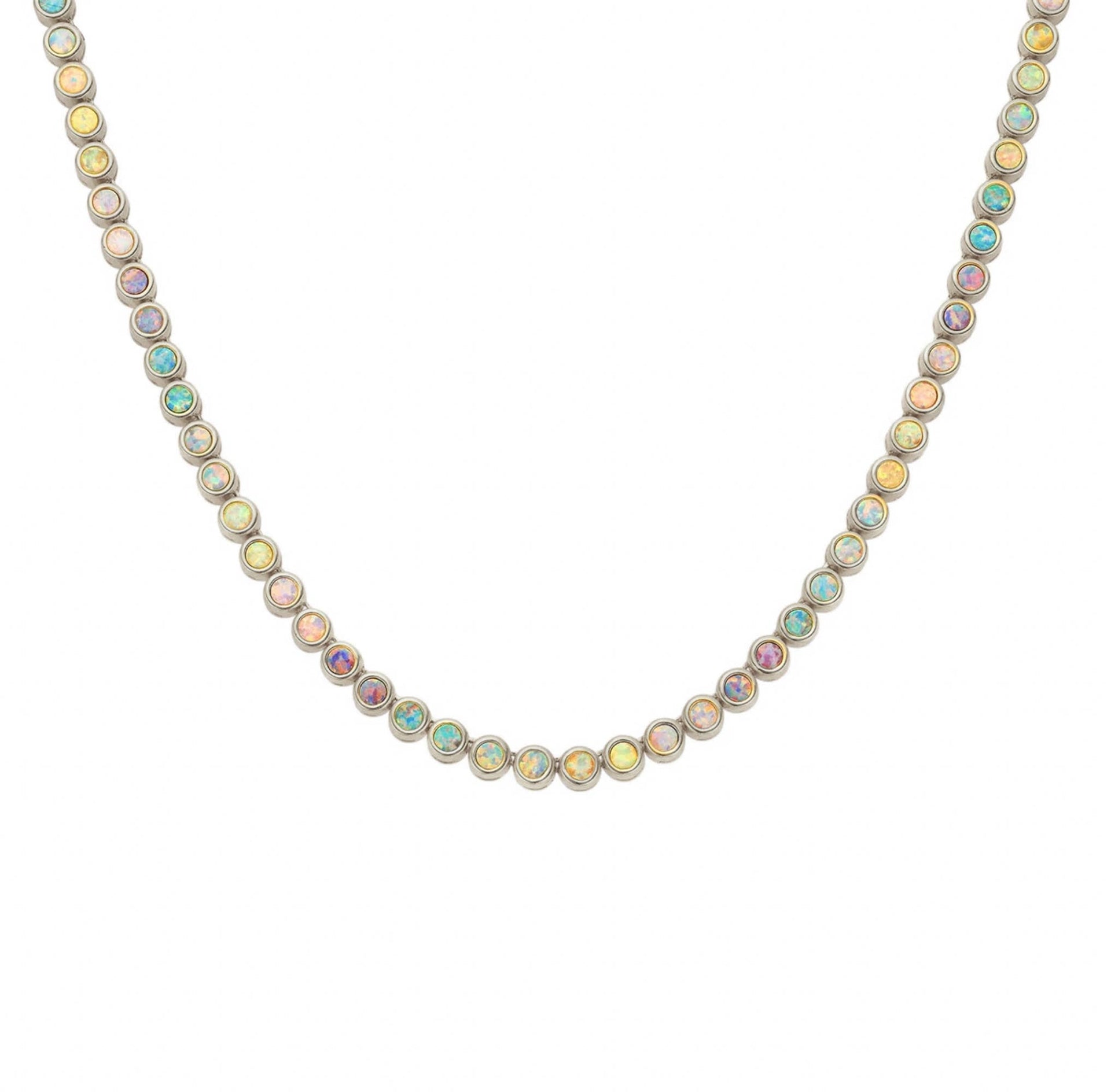 Silver Opal Ombre Tennis Necklace