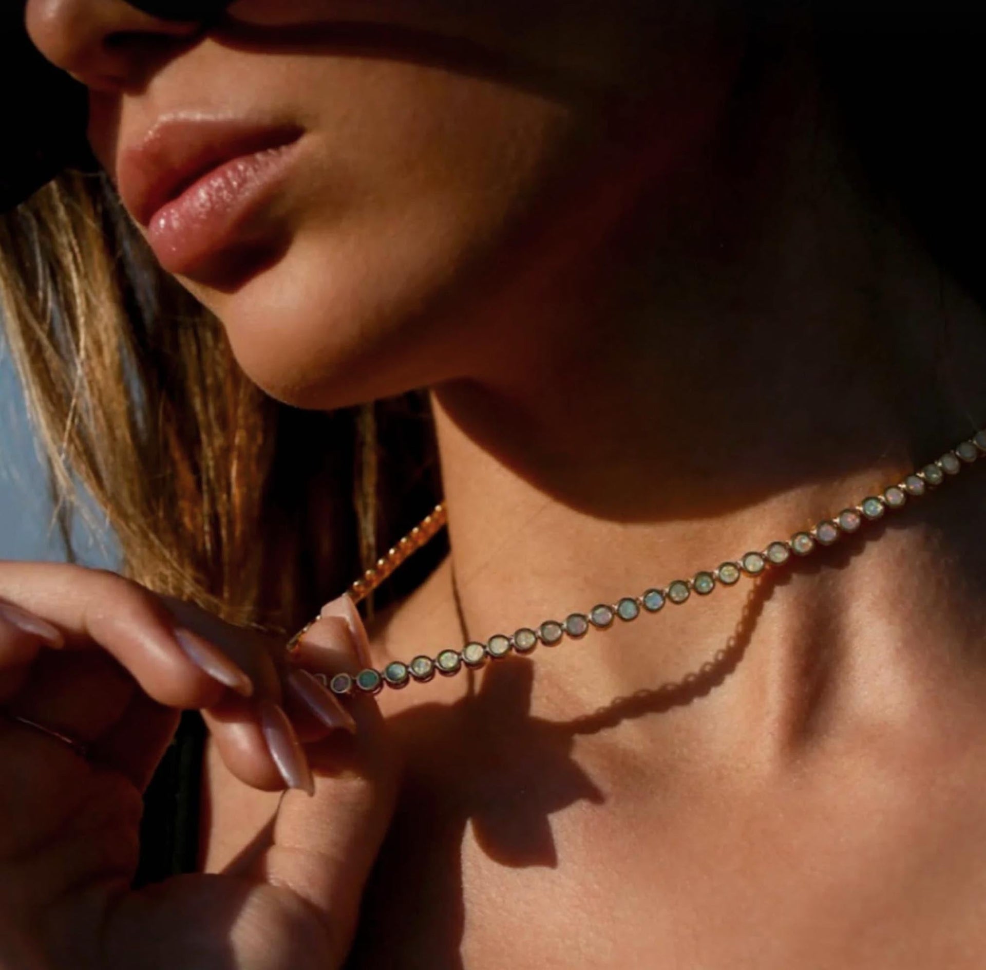 Silver Opal Ombre Tennis Necklace