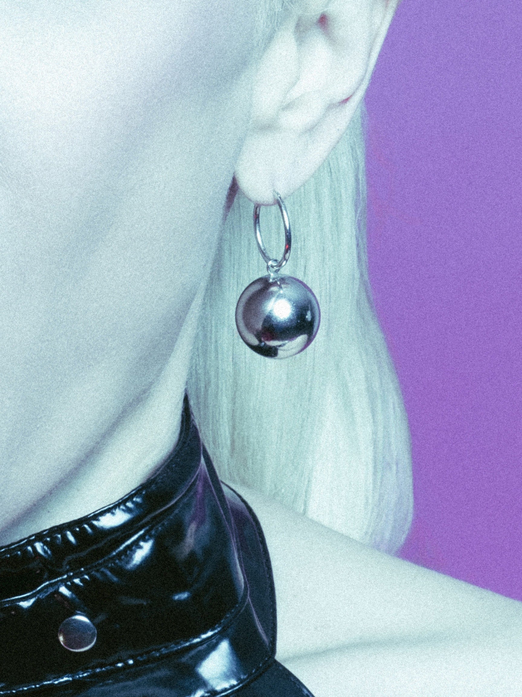 Silver Orbita Ball Charm Click-Top Hoop Earrings