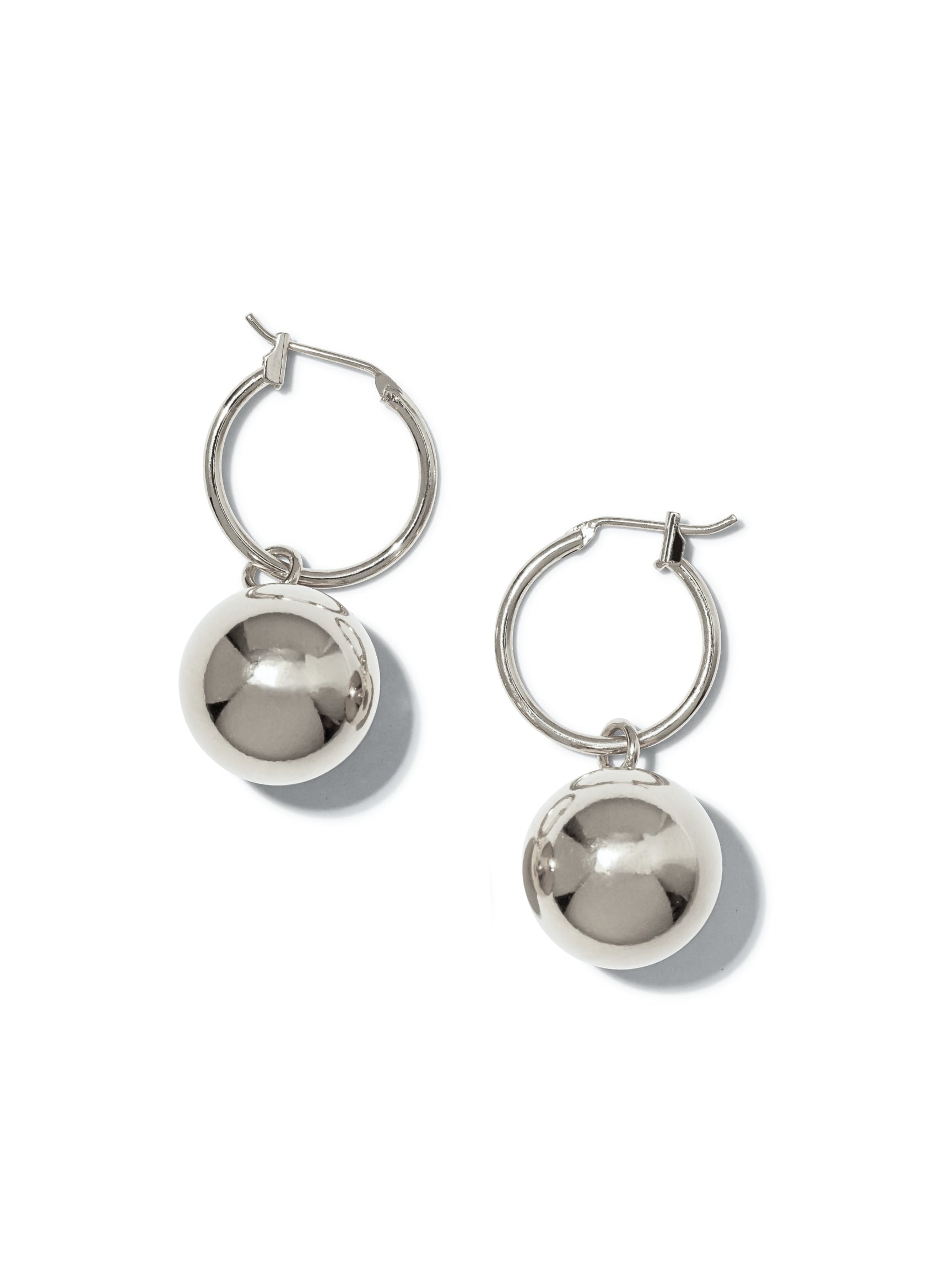 Silver Orbita Ball Charm Click-Top Hoop Earrings