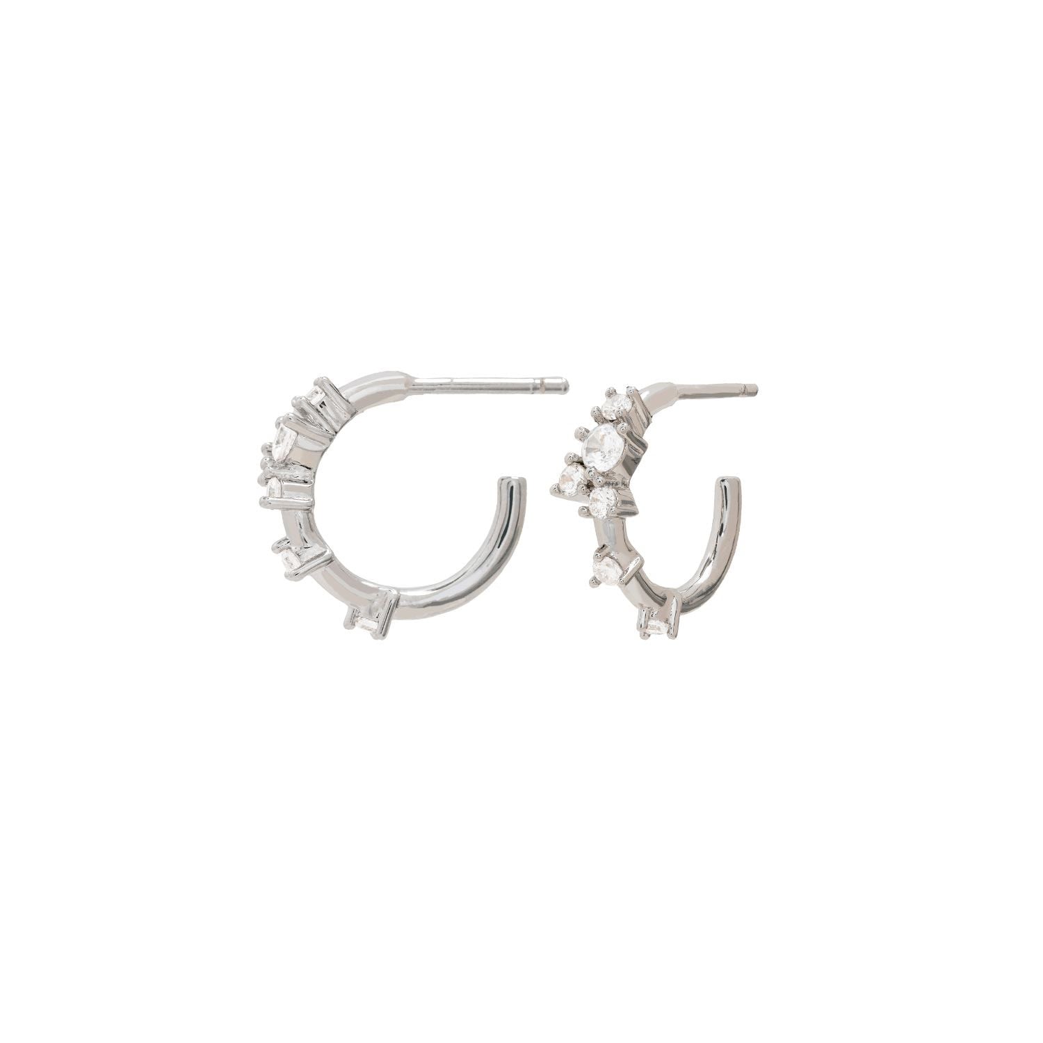 Silver Orchid Flower Hoops