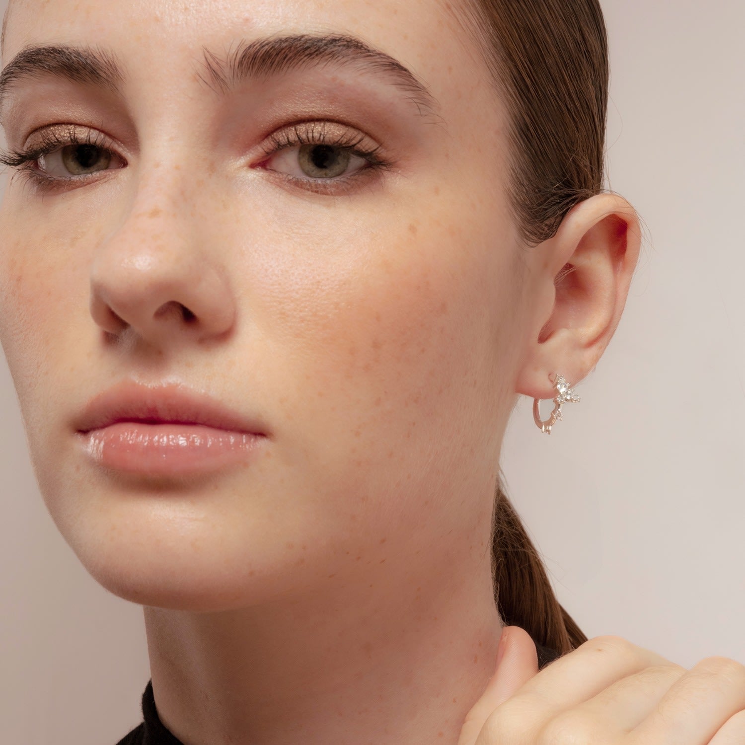 Silver Orchid Flower Hoops