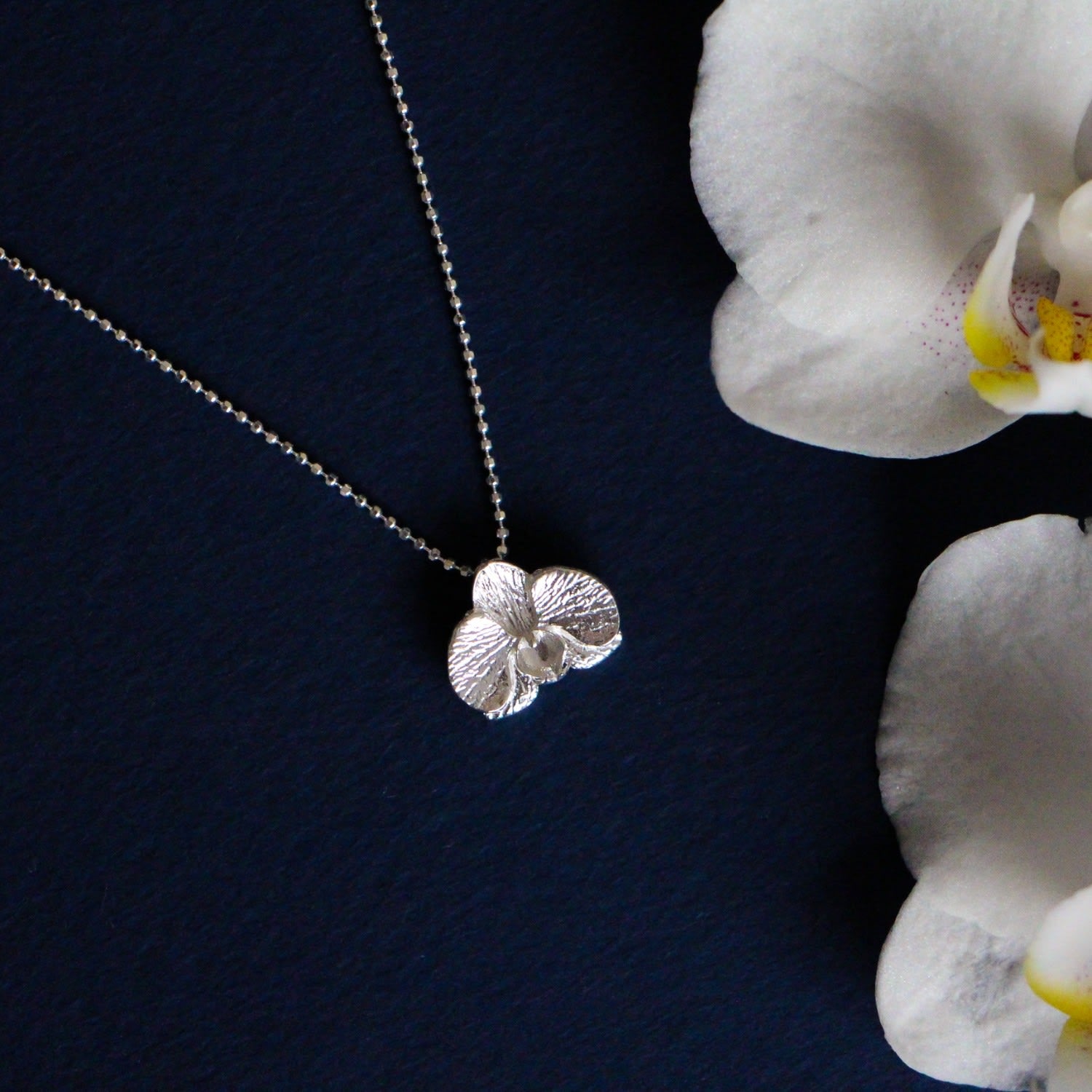 Silver Orchid Necklace