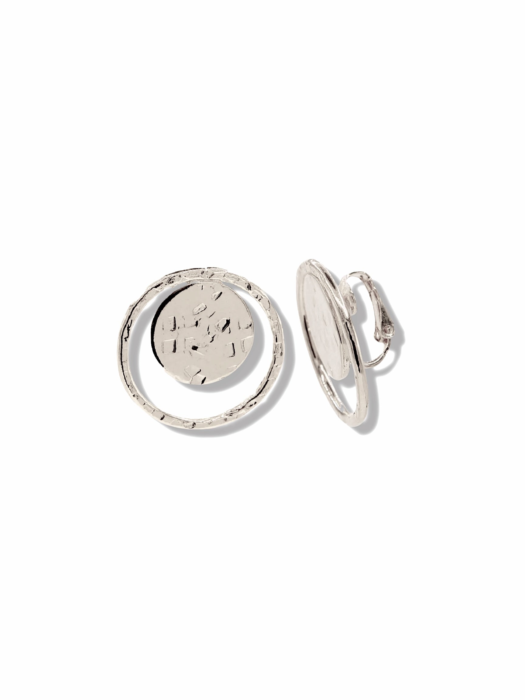Silver Peacock Eye Clip On Earrings