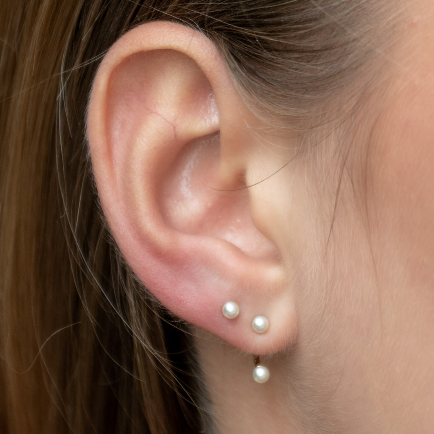 Silver Pearl Dot Ear Jacket Stud Earrings