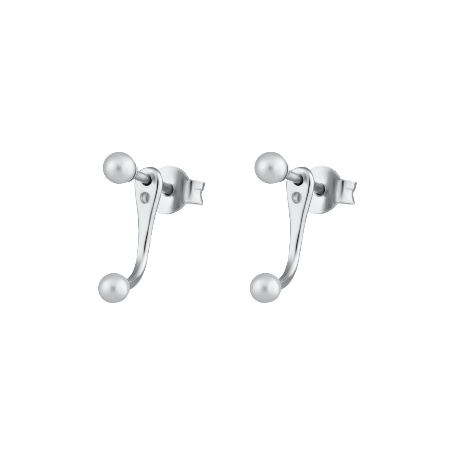 Silver Pearl Dot Ear Jacket Stud Earrings