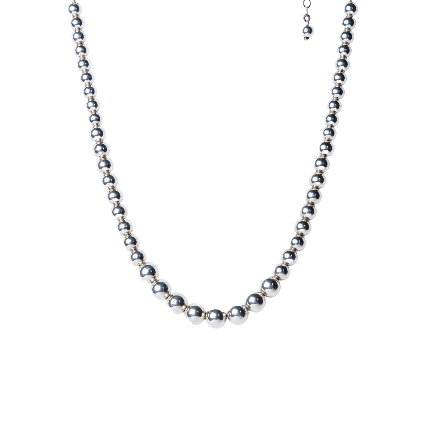 Silver Bead Pearl Necklace