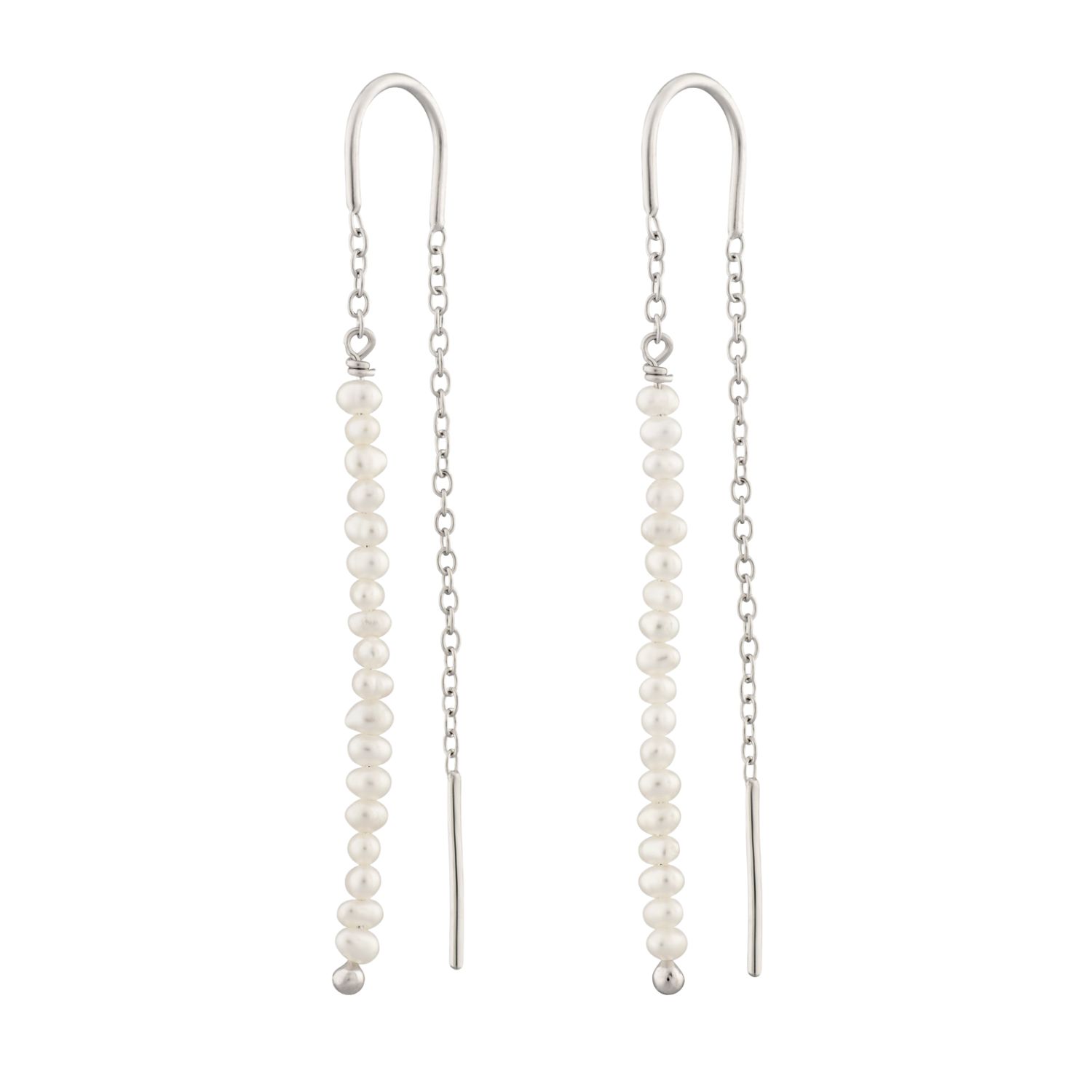 Silver Pearl Threader Earrings
