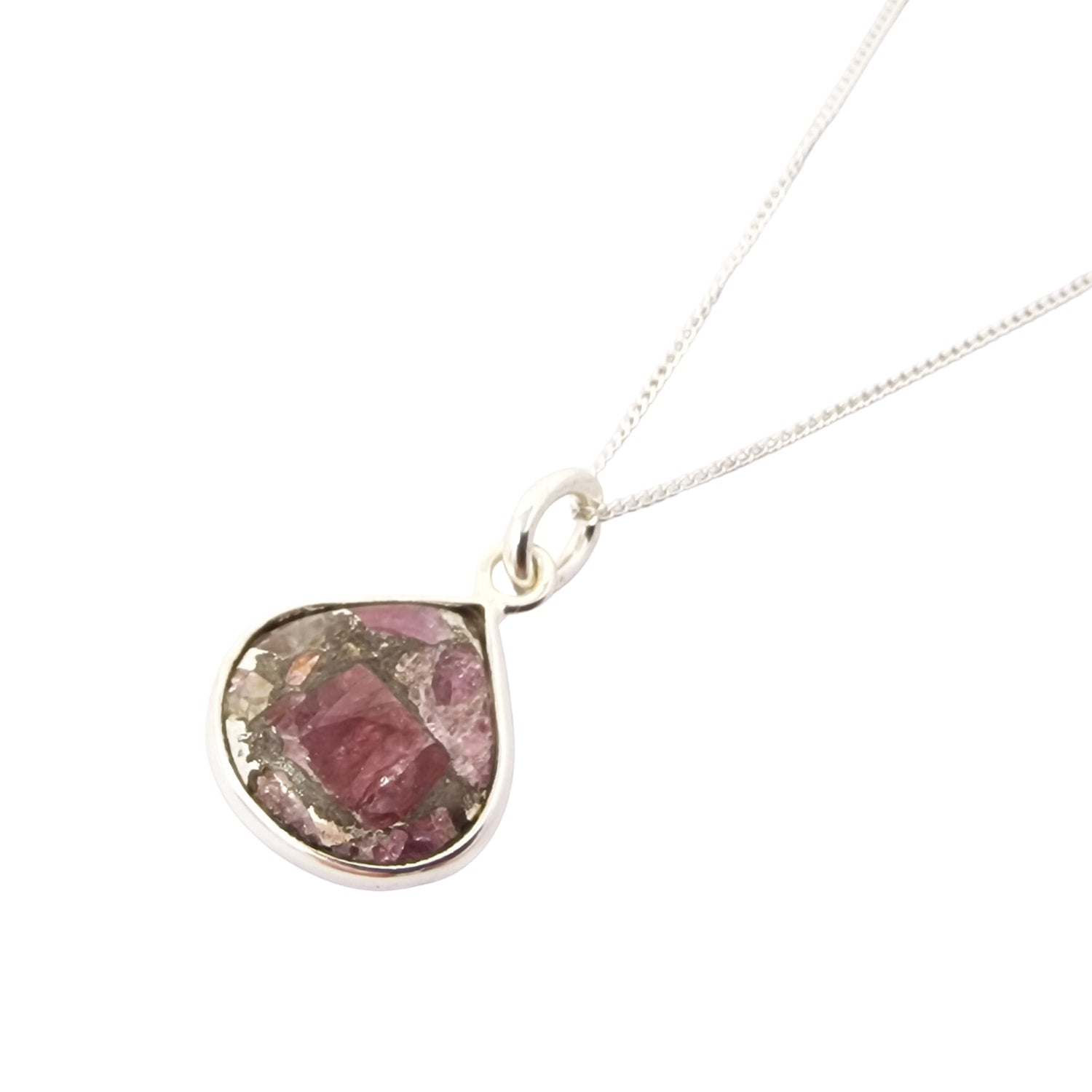 Silver Pink Tourmaline October Birthstone Crystal Necklace