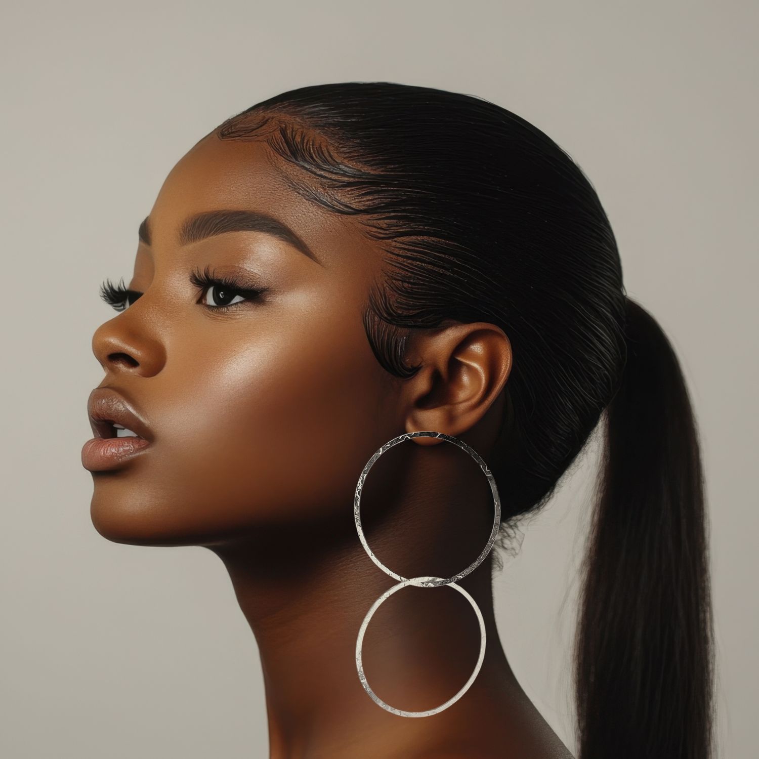Silver Raquel Dangle Hoop Post Earrings