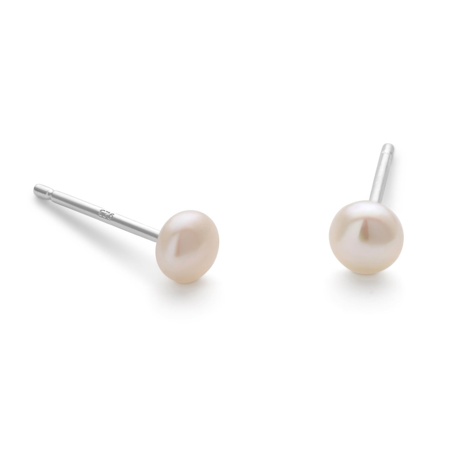 Small Silver Real Pearl Stud Earrings
