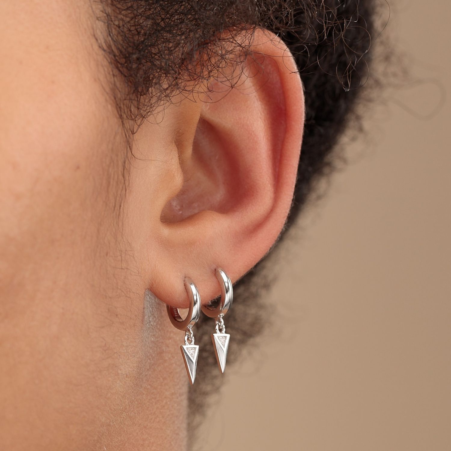 Silver Rebel Charm Hoop Earrings