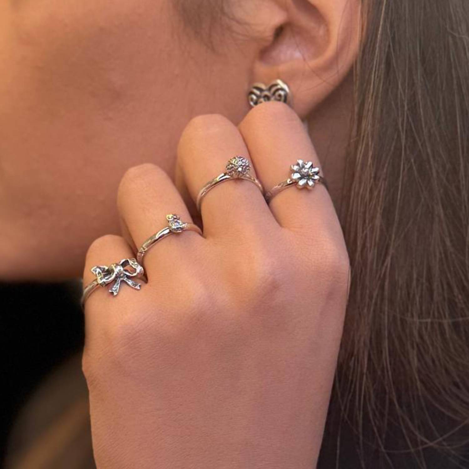 Sterling Silver Ball Ring – Minimal, Adjustable, Elegant - Unaloe Handmade Ring For Women