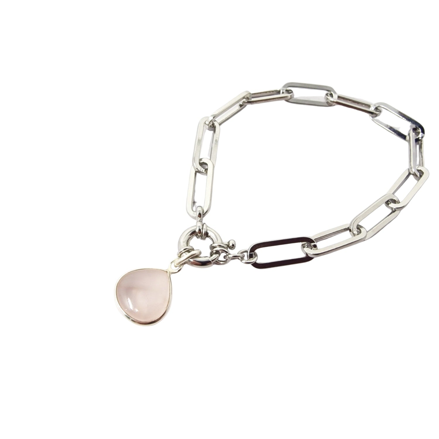 Sterling Silver Rose Quartz October Birthstone Crystal Bracelet