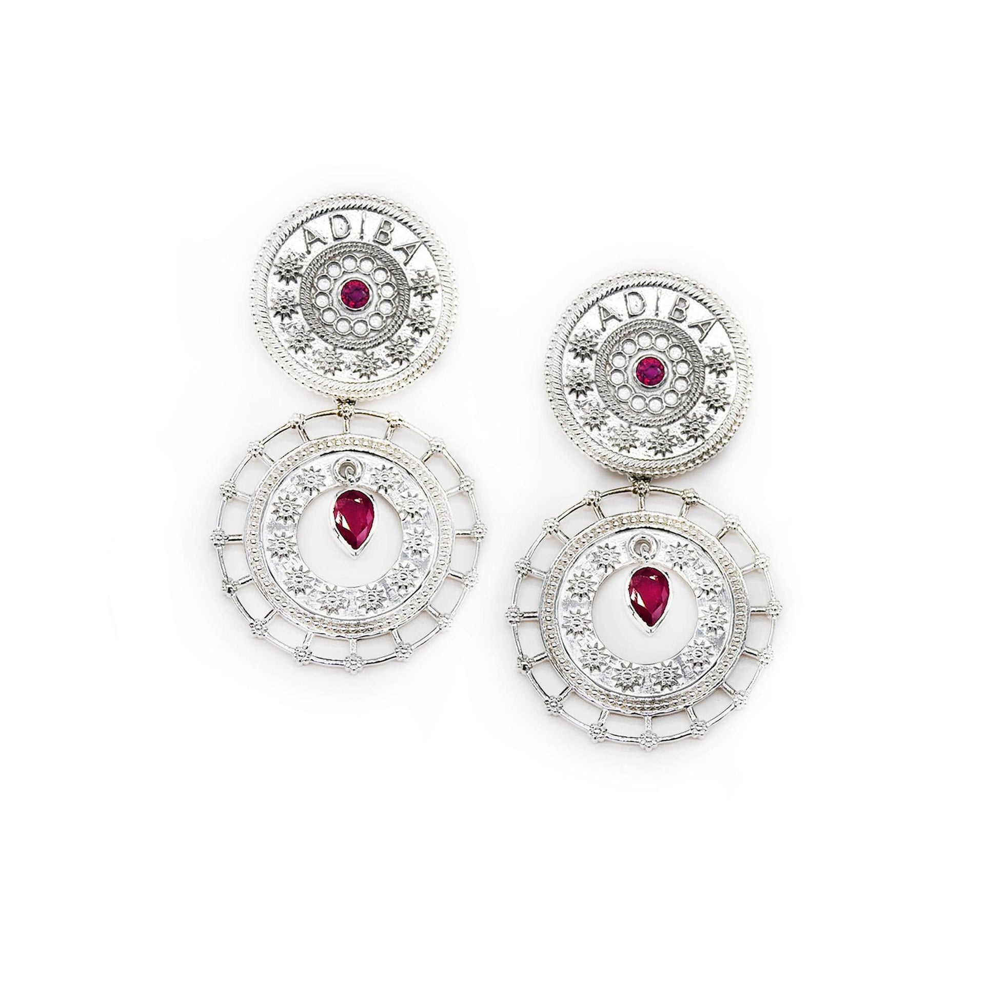 Silver Ruby Adiba Drop Earring