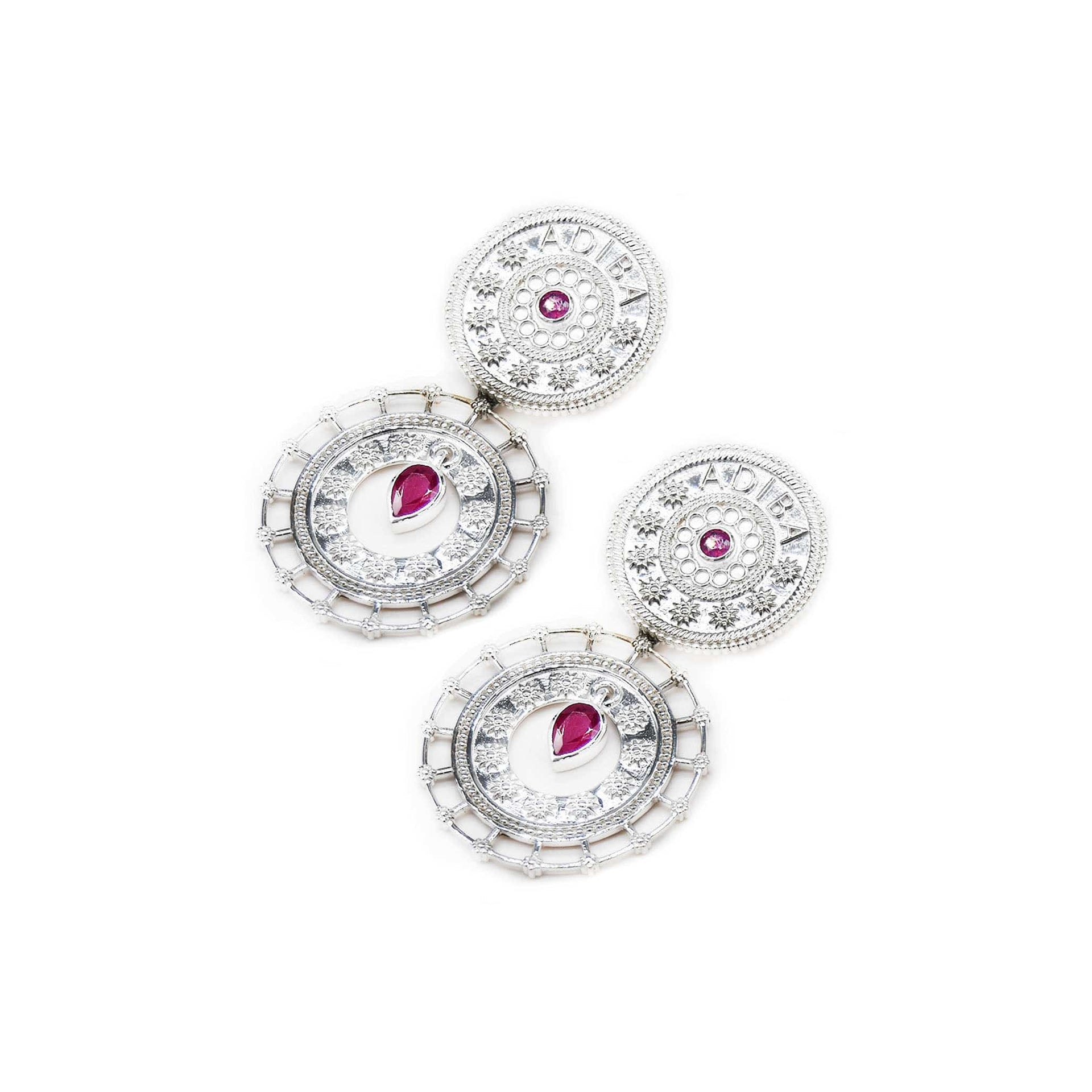 Silver Ruby Adiba Drop Earring