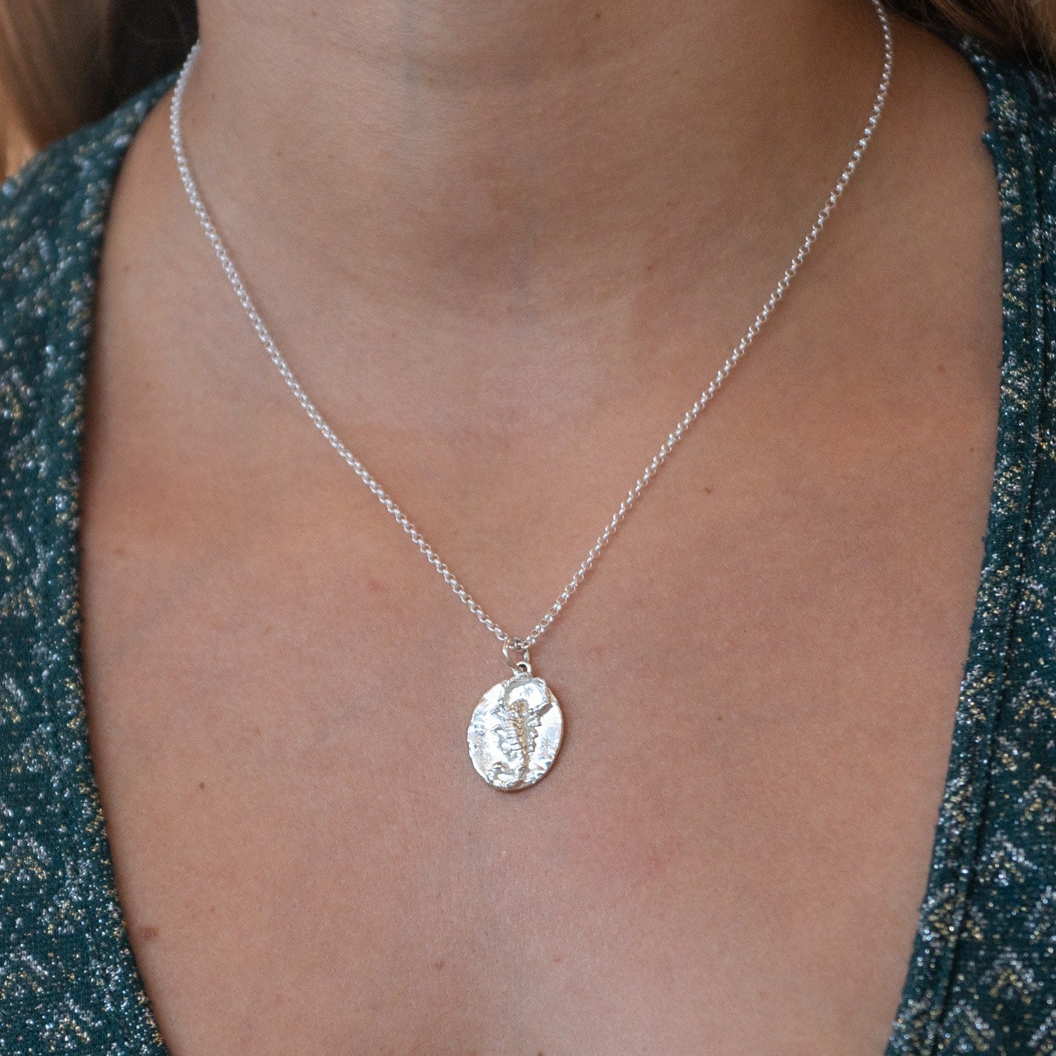 Silver Scorpio Zodiac Charm Necklace