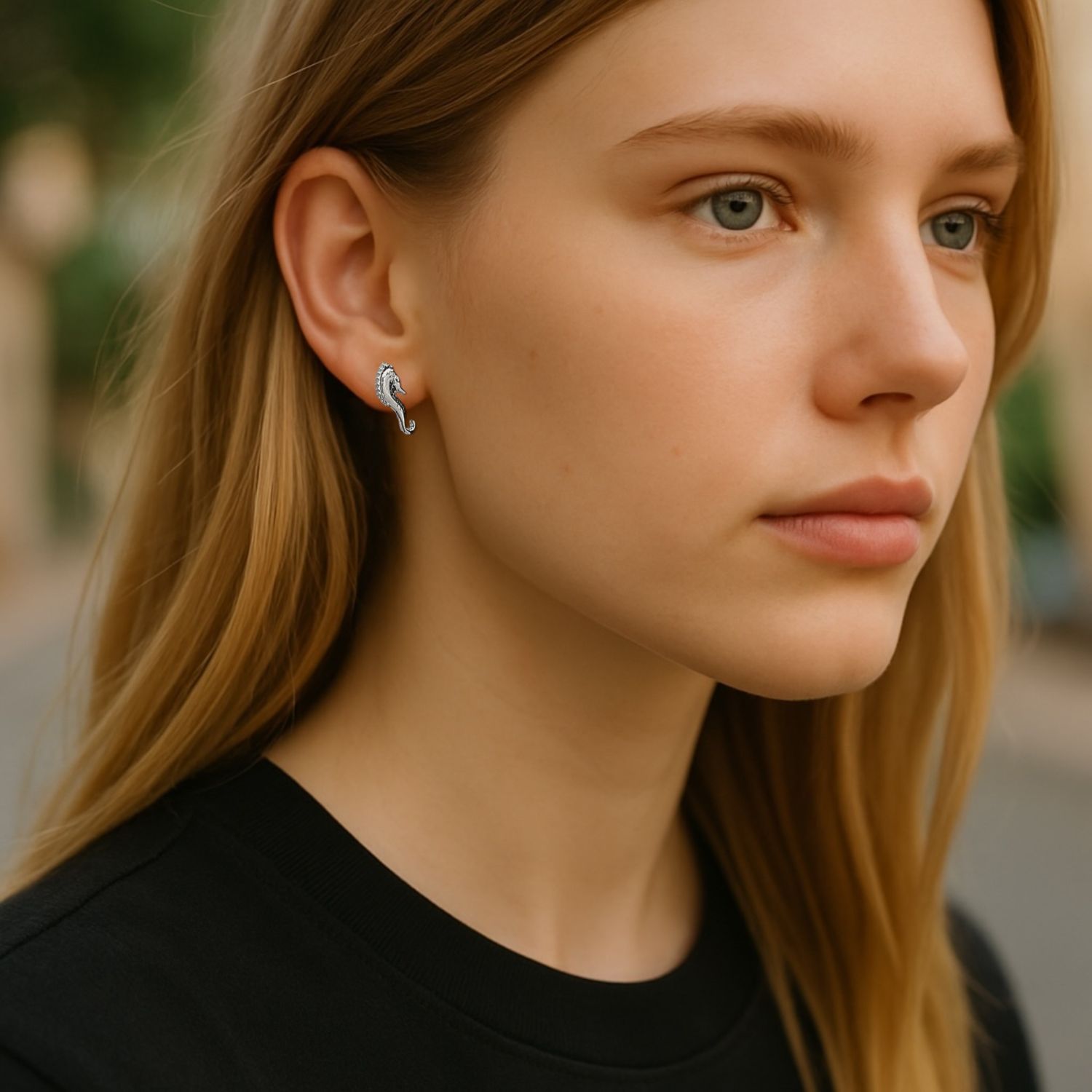 Silver Sea Scooter Post Earrings