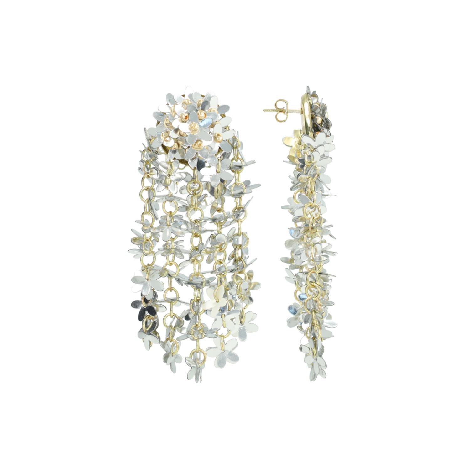 Silver Sequin Flower Rain Earrings